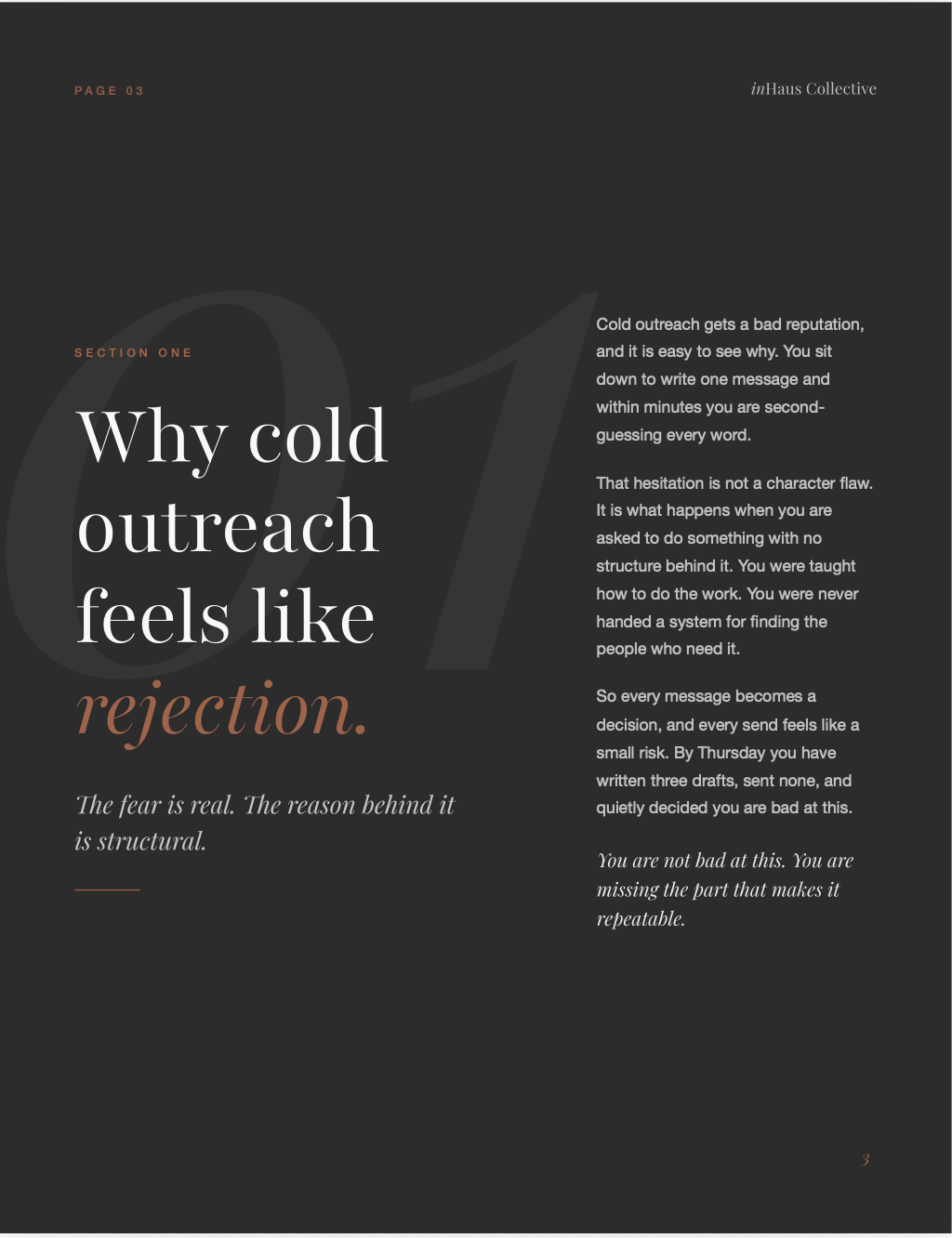 inHaus Collective cold outreach guide showing the math of outreach for virtual assistants