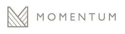 Logo for Momentum featuring a stylized geometric 'M' and the word 'Momentum' in modern font.