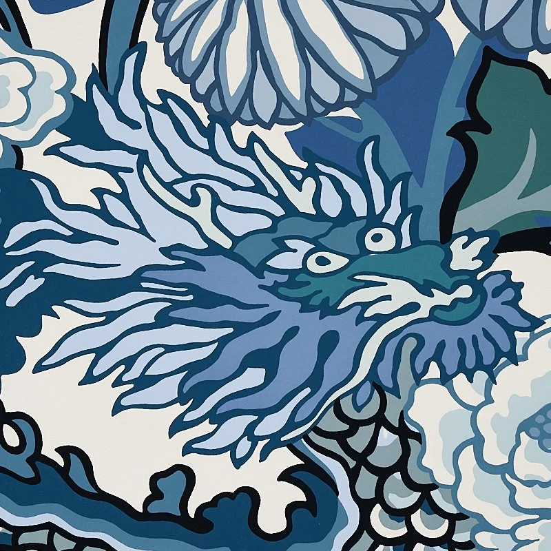 Close-up of the Chiang Mai Dragon China Blue dragon motif