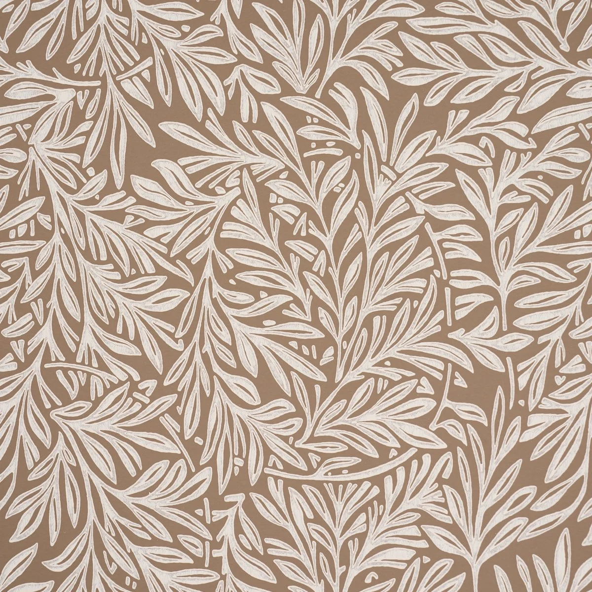 Schumacher Willow Leaf wallpaper in Mocha, panel detail