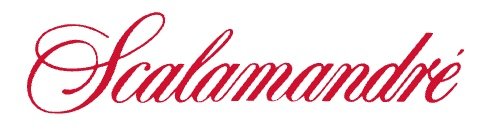 The word 'Scalamandré' written in elegant red cursive font.