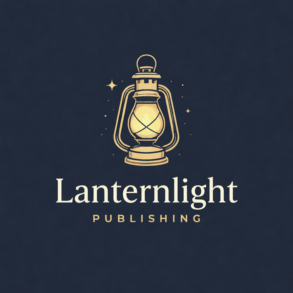 A logo with a lantern illustration and the text "Lanternlight Publishing" on a dark background.