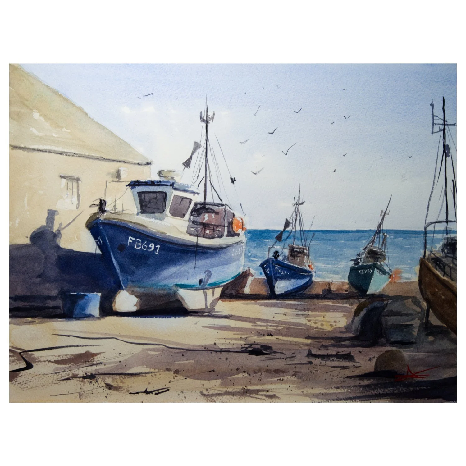 Aquarelle marine – "Cadwith Fishing Village"
