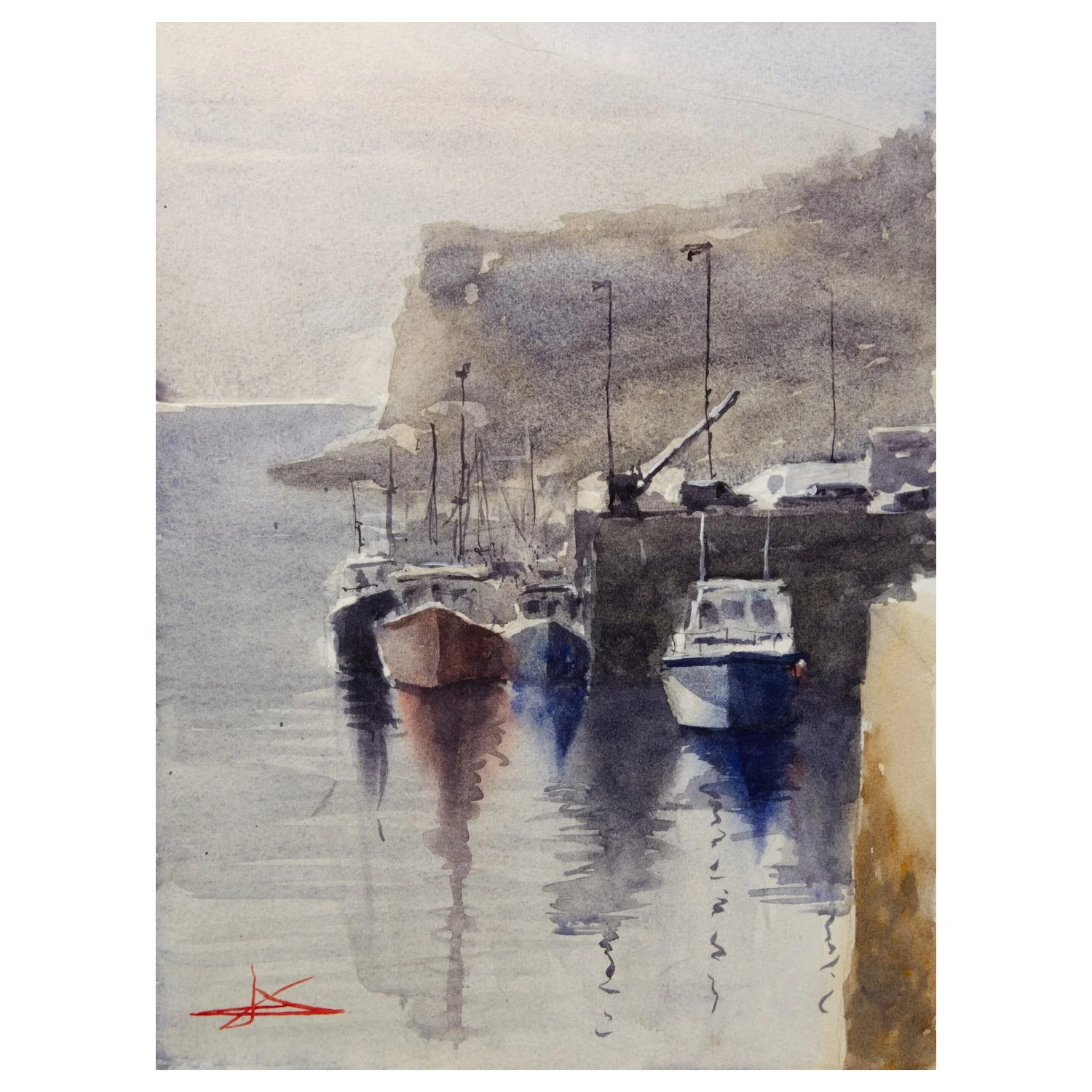 Aquarelle marine – "Portee Port , Isle of Skye"