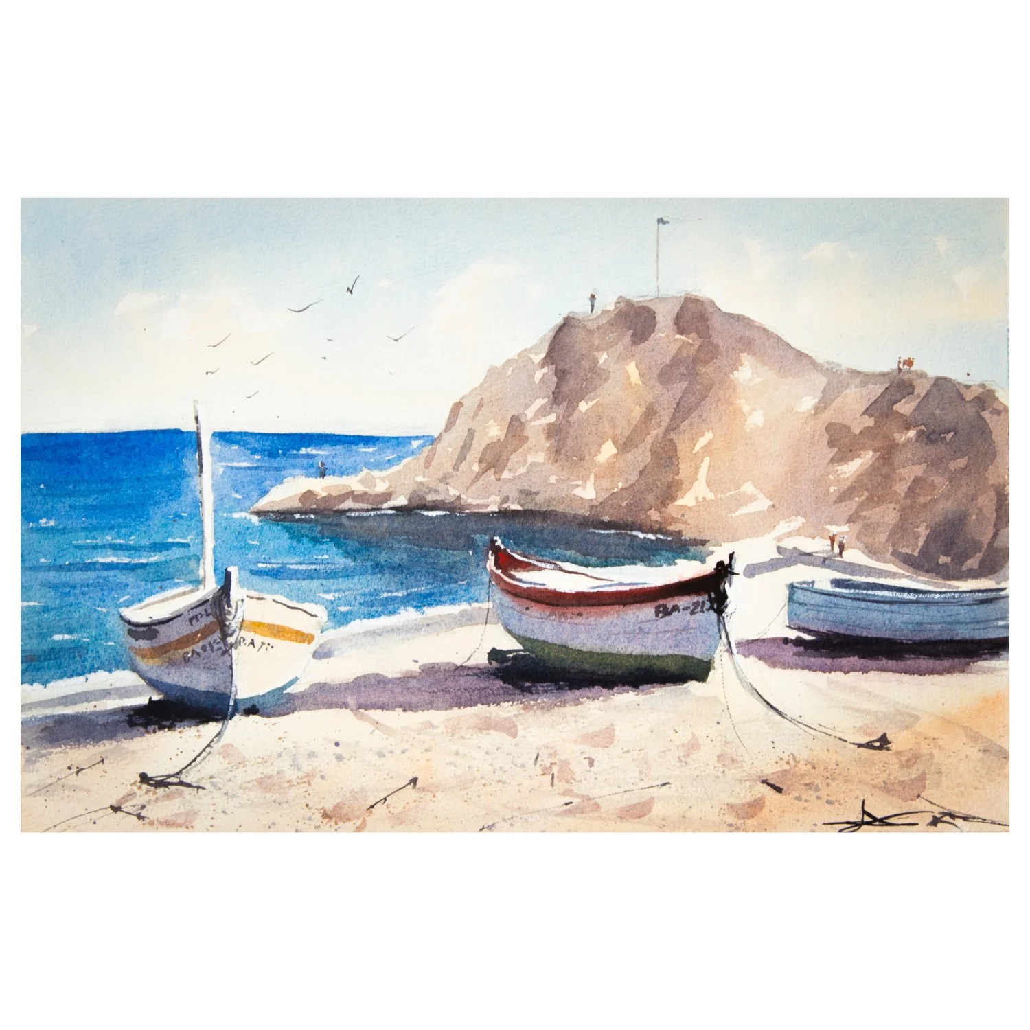 Aquarelle marine – "Barques I"
