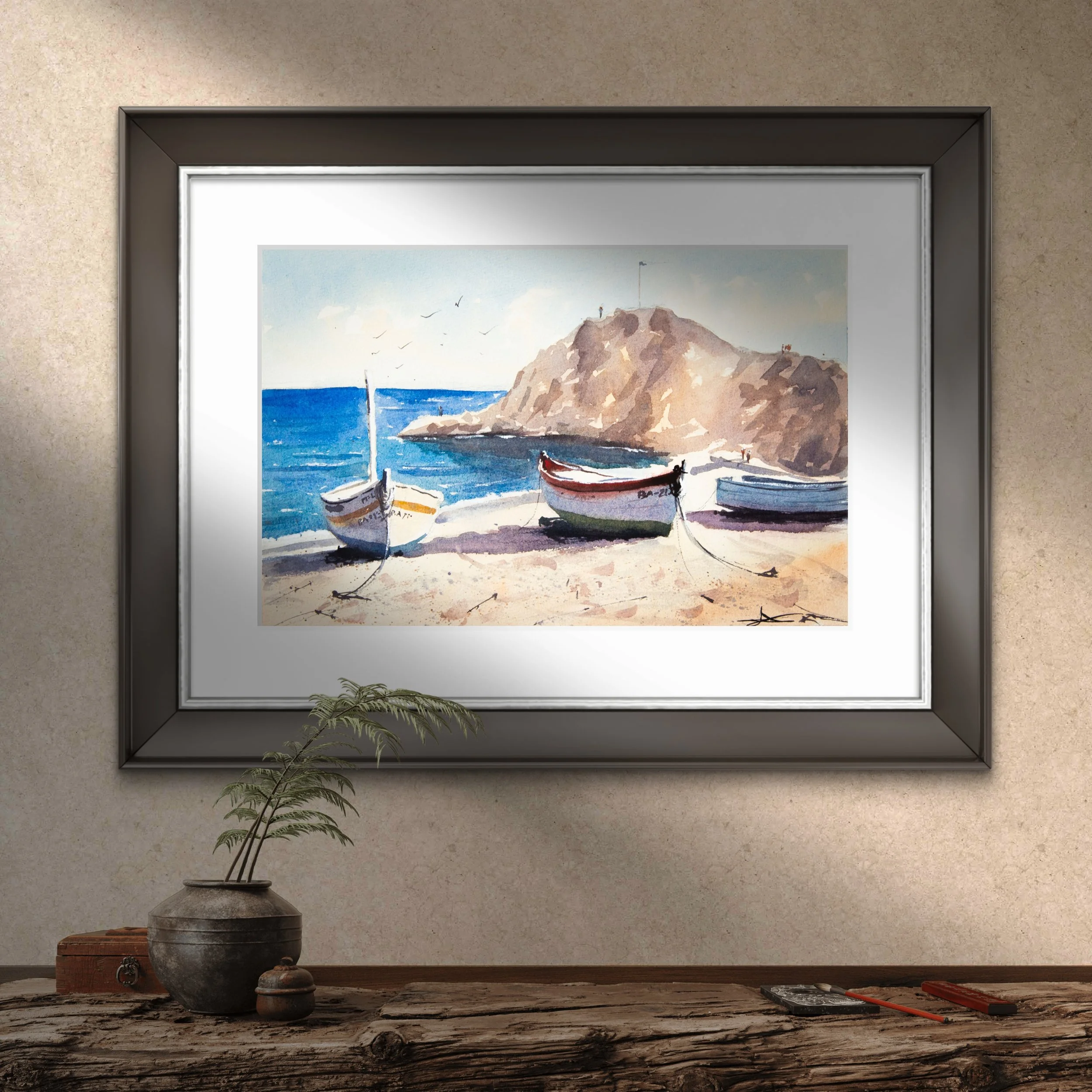 Aquarelle marine – "Barques I"