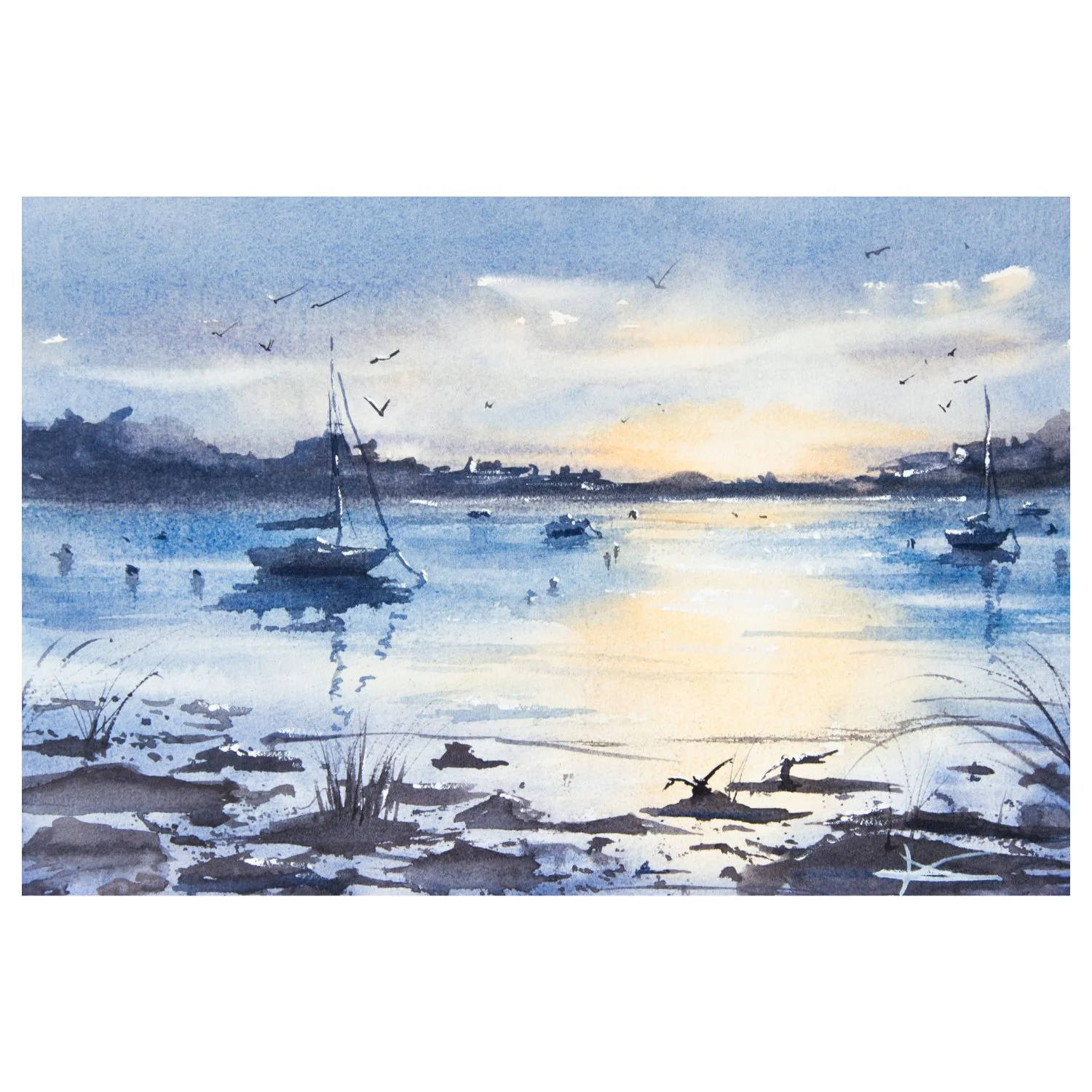 Aquarelle marine – "Mouillage II"