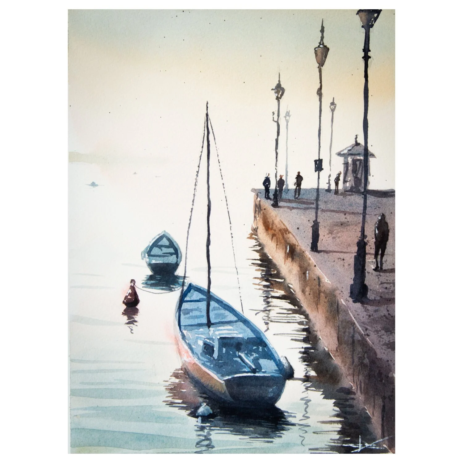 Aquarelle marine – "Calm Jetty"