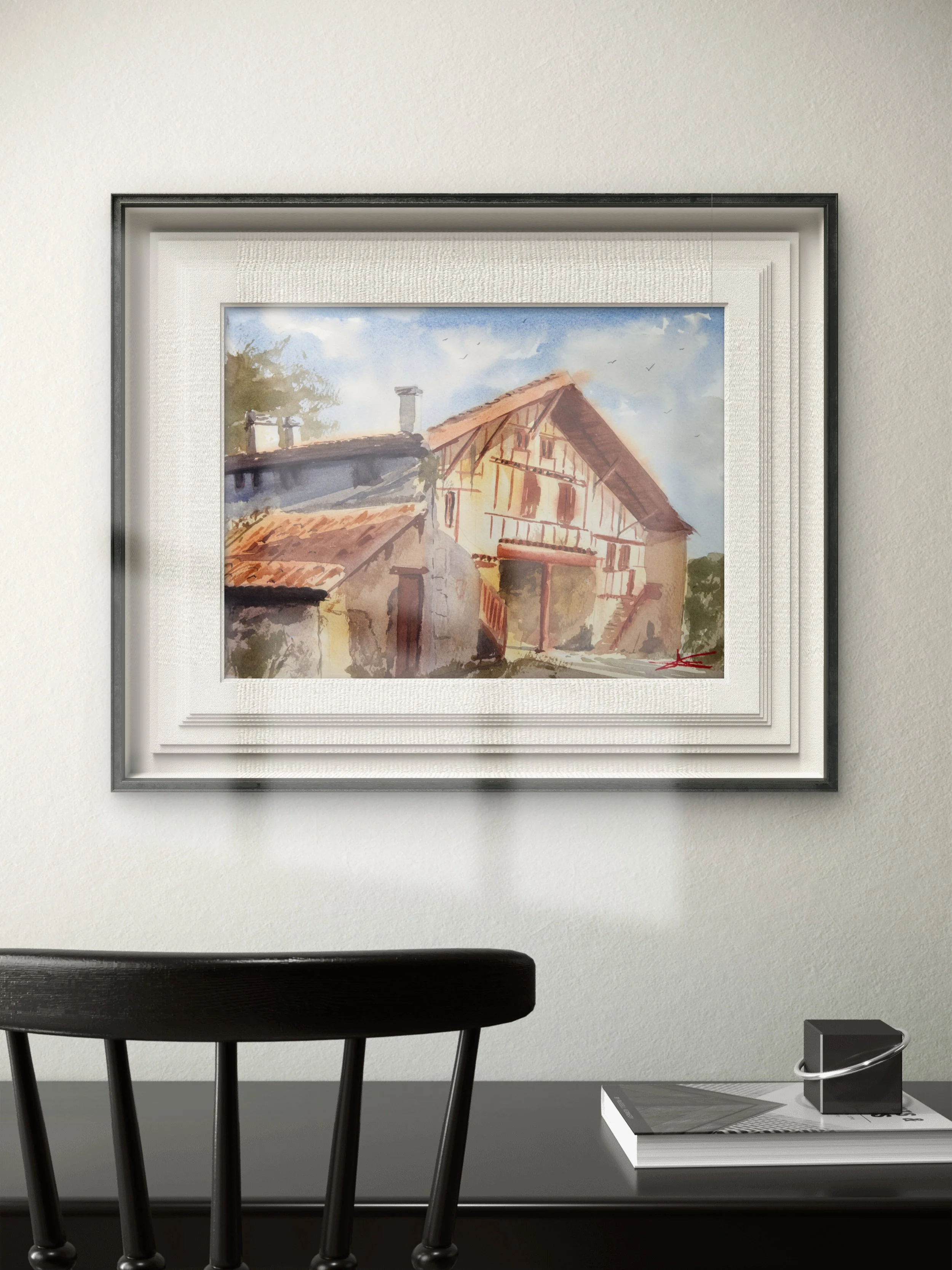 Aquarelle  – "Ferme Basque I"