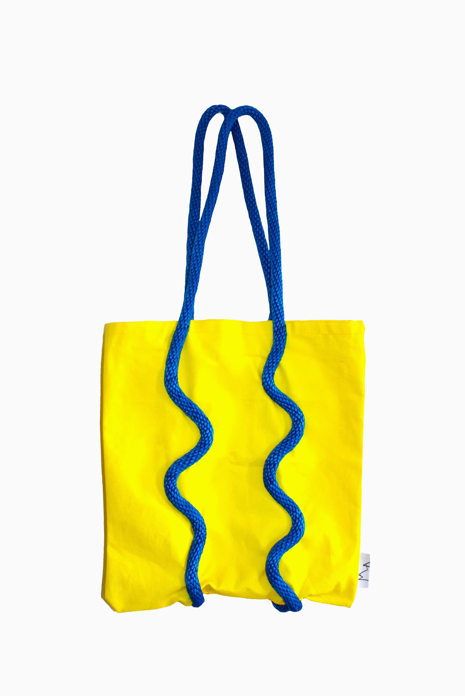 YELLOW & NAVY WIBBLY WOBBLY WONDER TOTE BAG