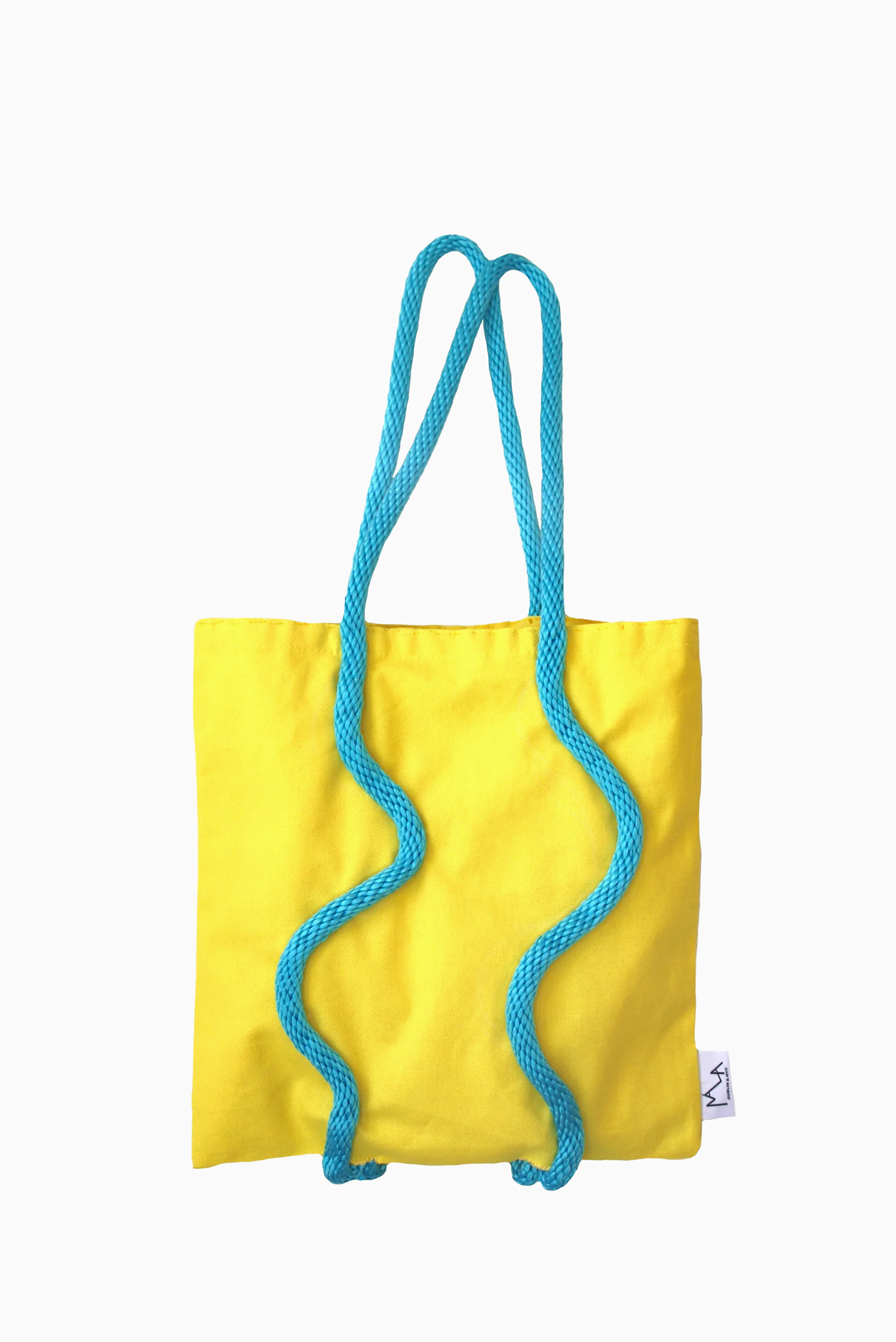YELLOW & BLUE WIBBLY WOBBLY WONDER TOTE BAG