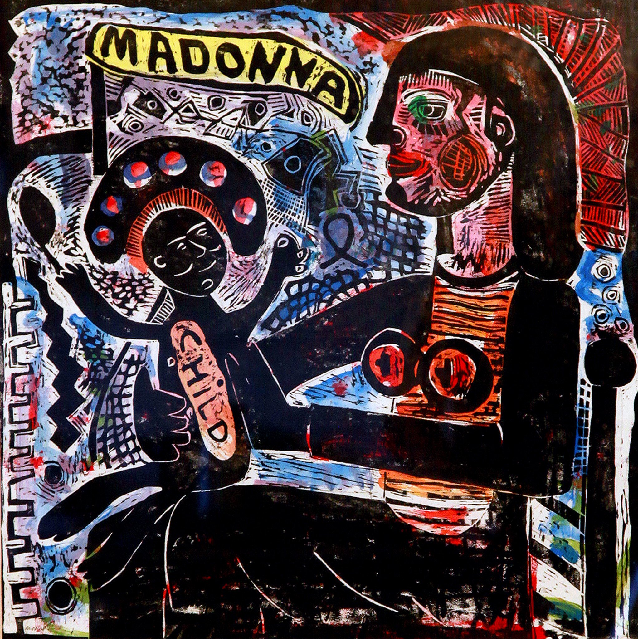 79. mad0nna and child. coloured lino cut.jpg