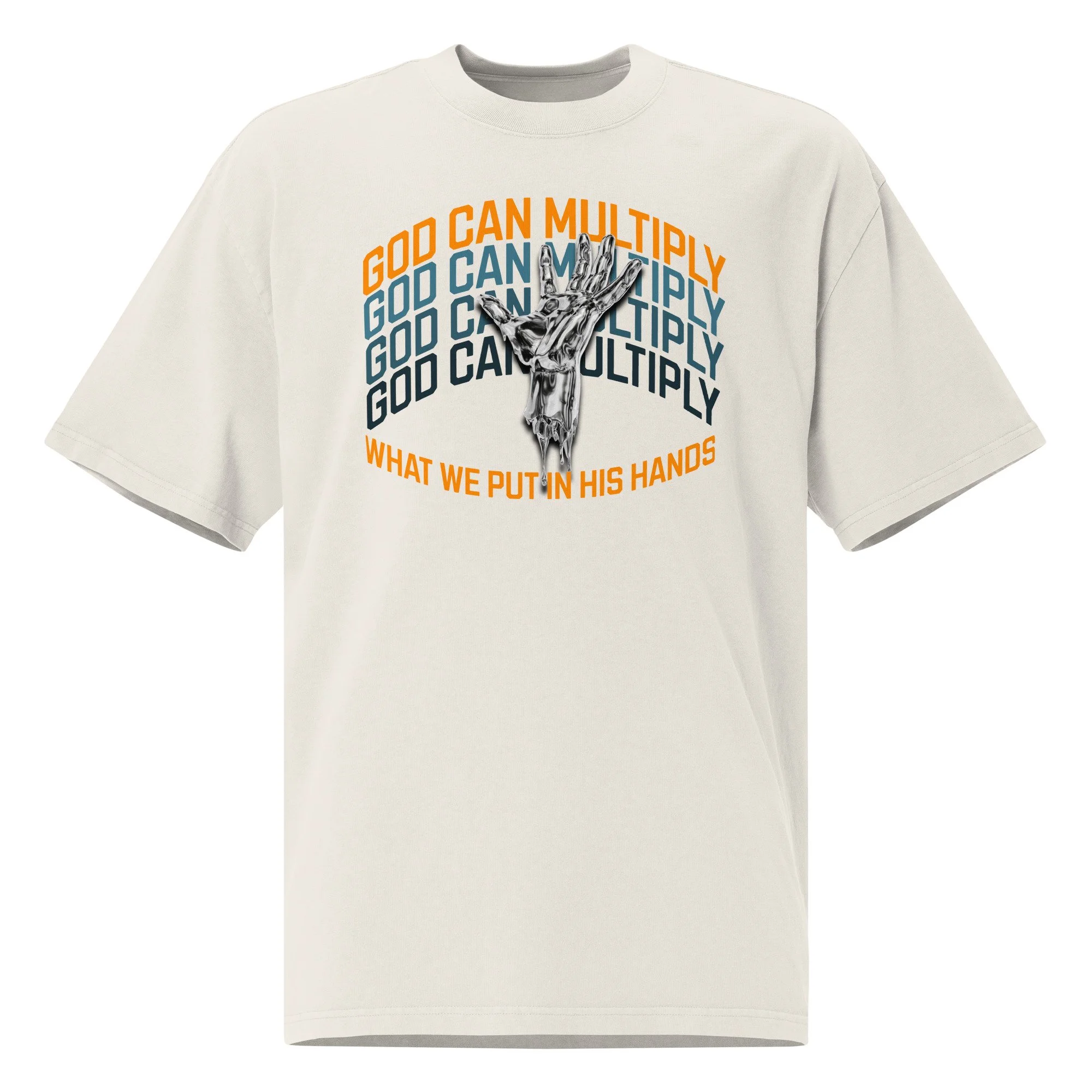 Oversized Faded T-shirt | AS Colour | God Can Multiply (Hand)