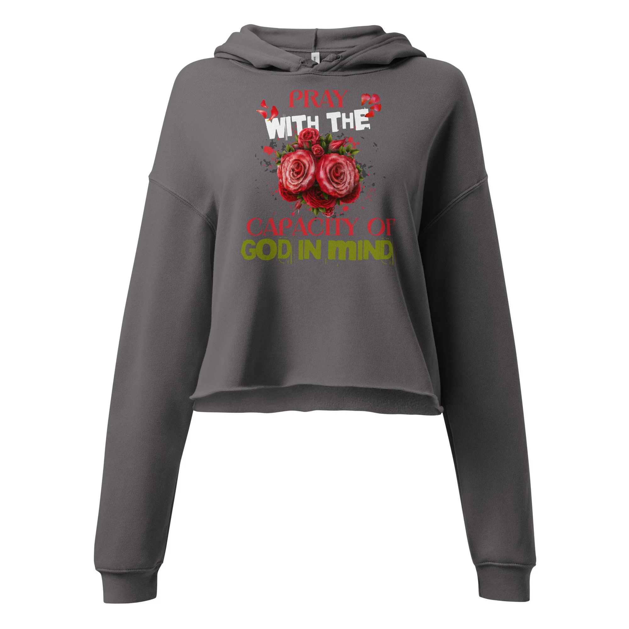 Women's Fleece Crop Hoodie | Bella + Canvas | Capacity of God (Roses)