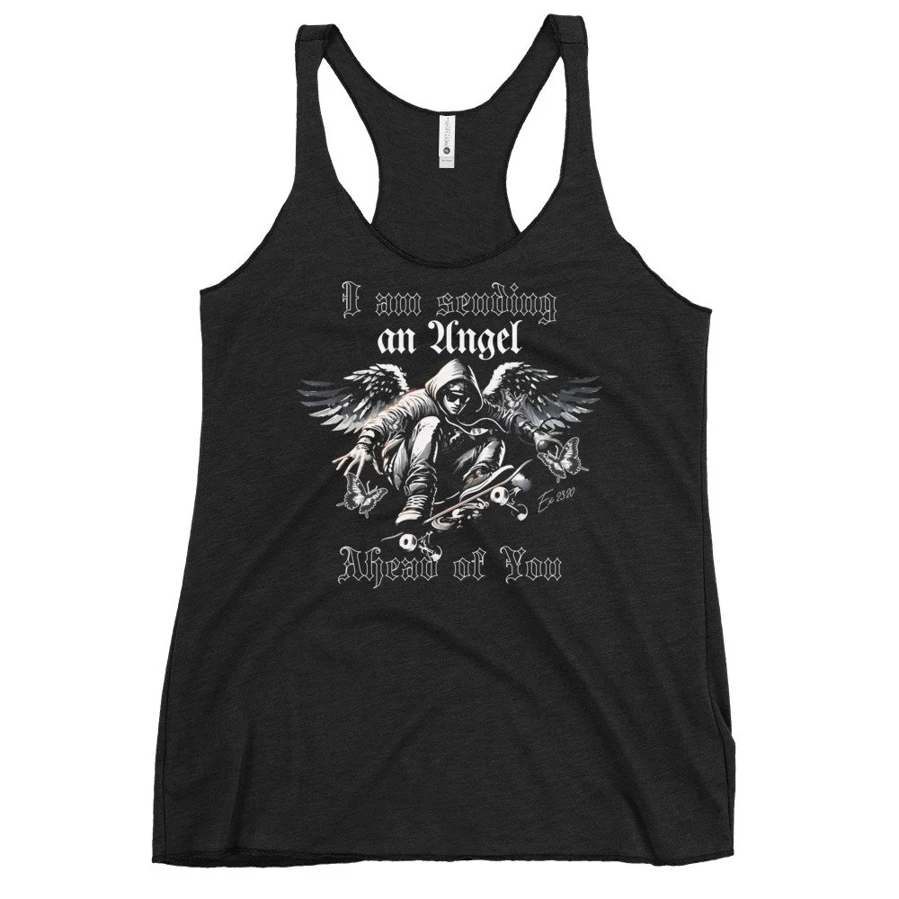 Women's Racerback Tank | Angel Ahead of You (Skateboard)