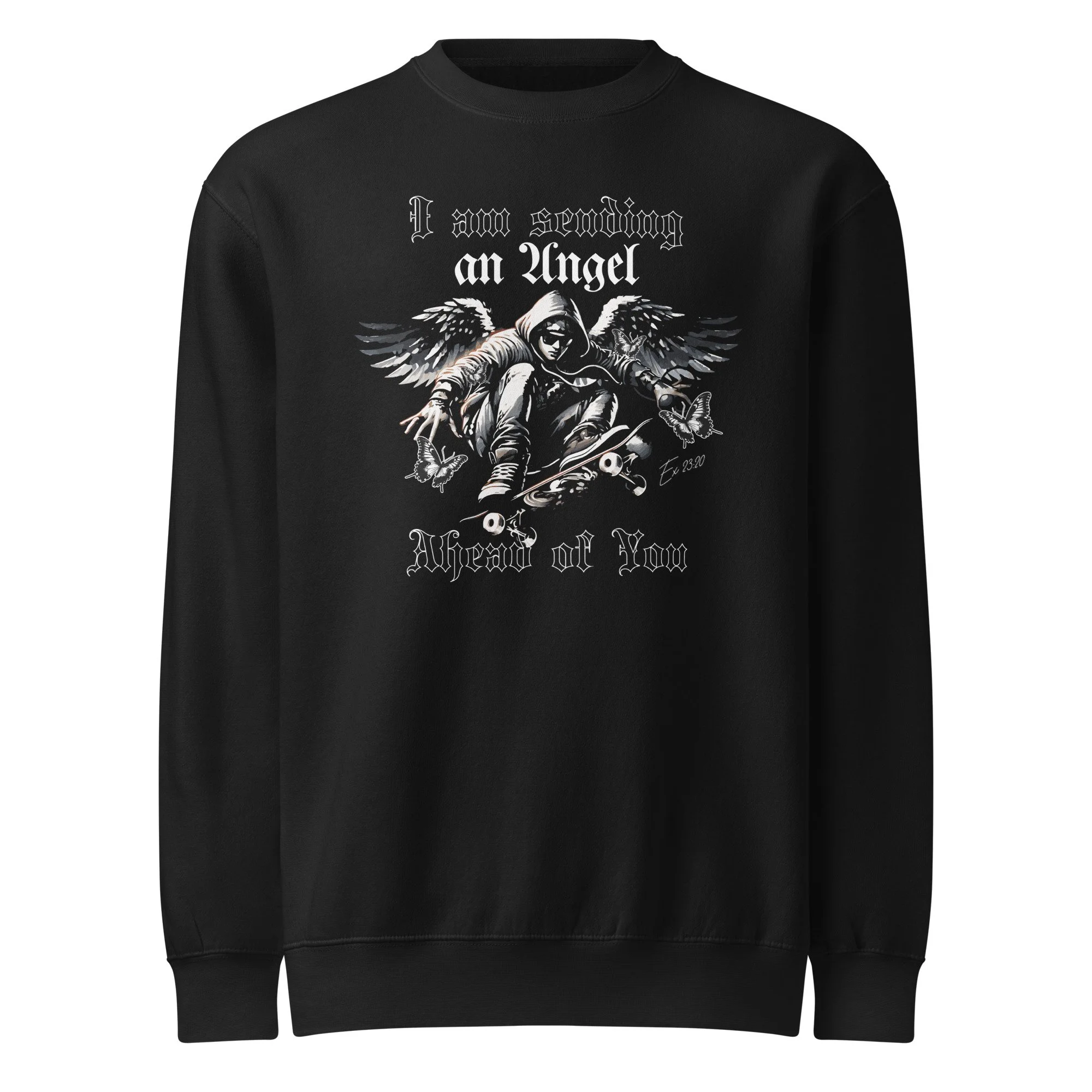Unisex Premium Crew neck Sweatshirt | Lane Seven | Angel Ahead of You (Skateboard)