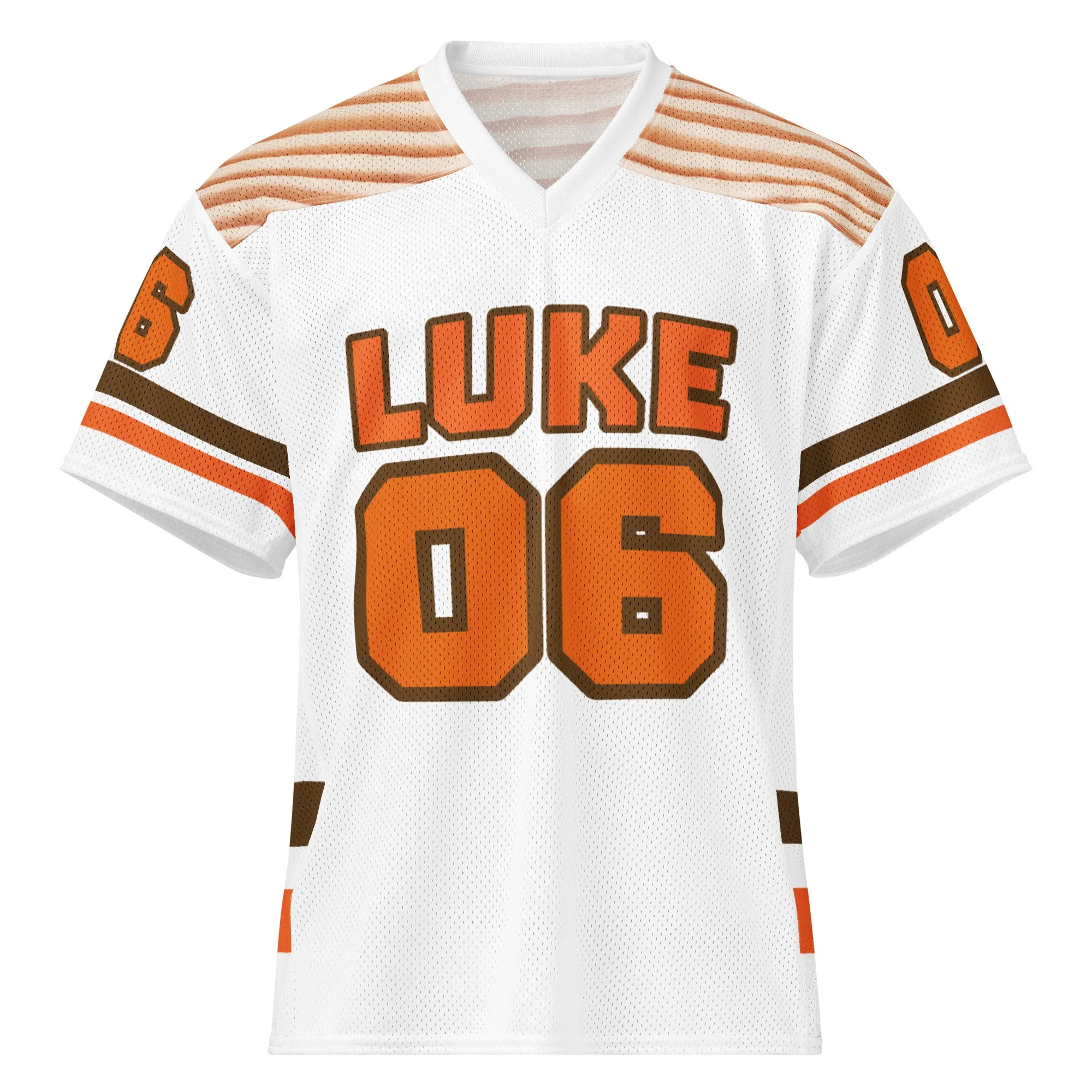 American Football Jersey | Brown, Orange, & White | Luke 6