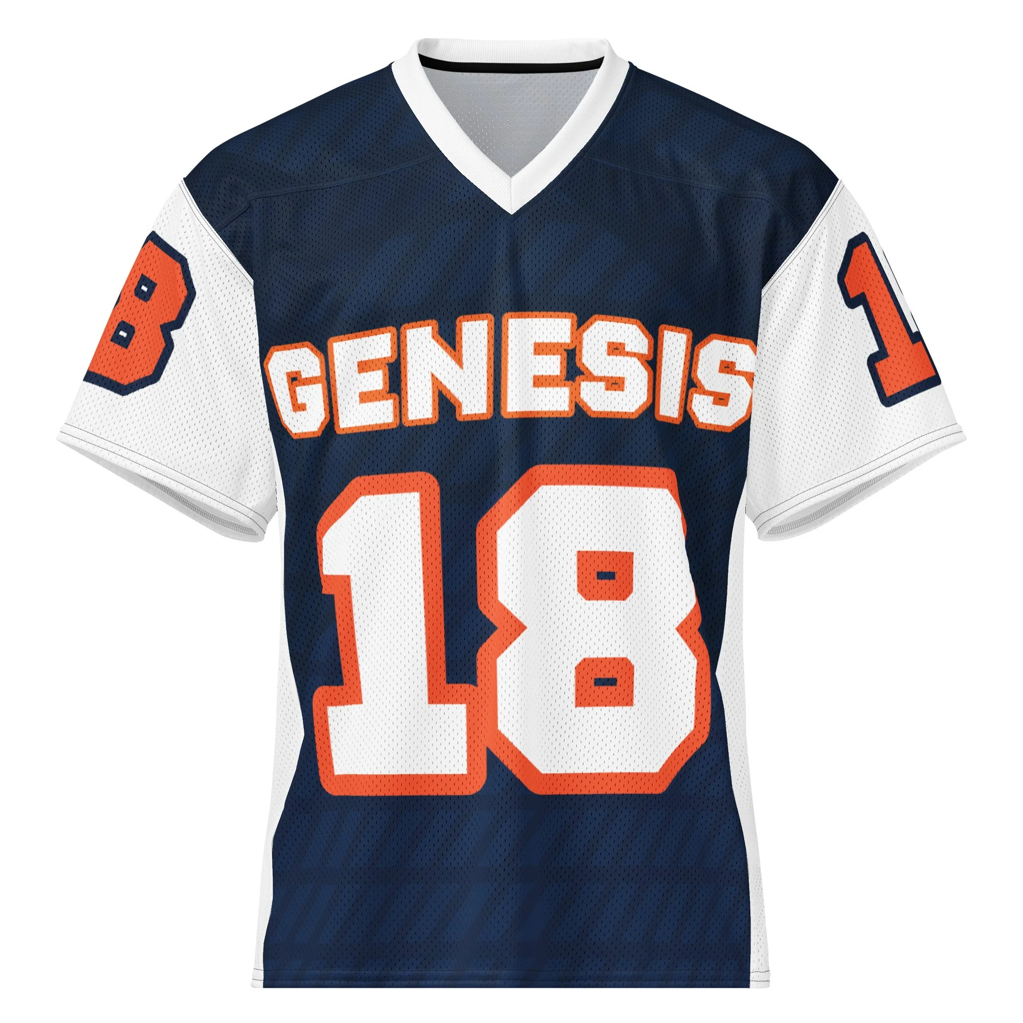 American Football Jersey | Navy, White, Orange | Genesis 18