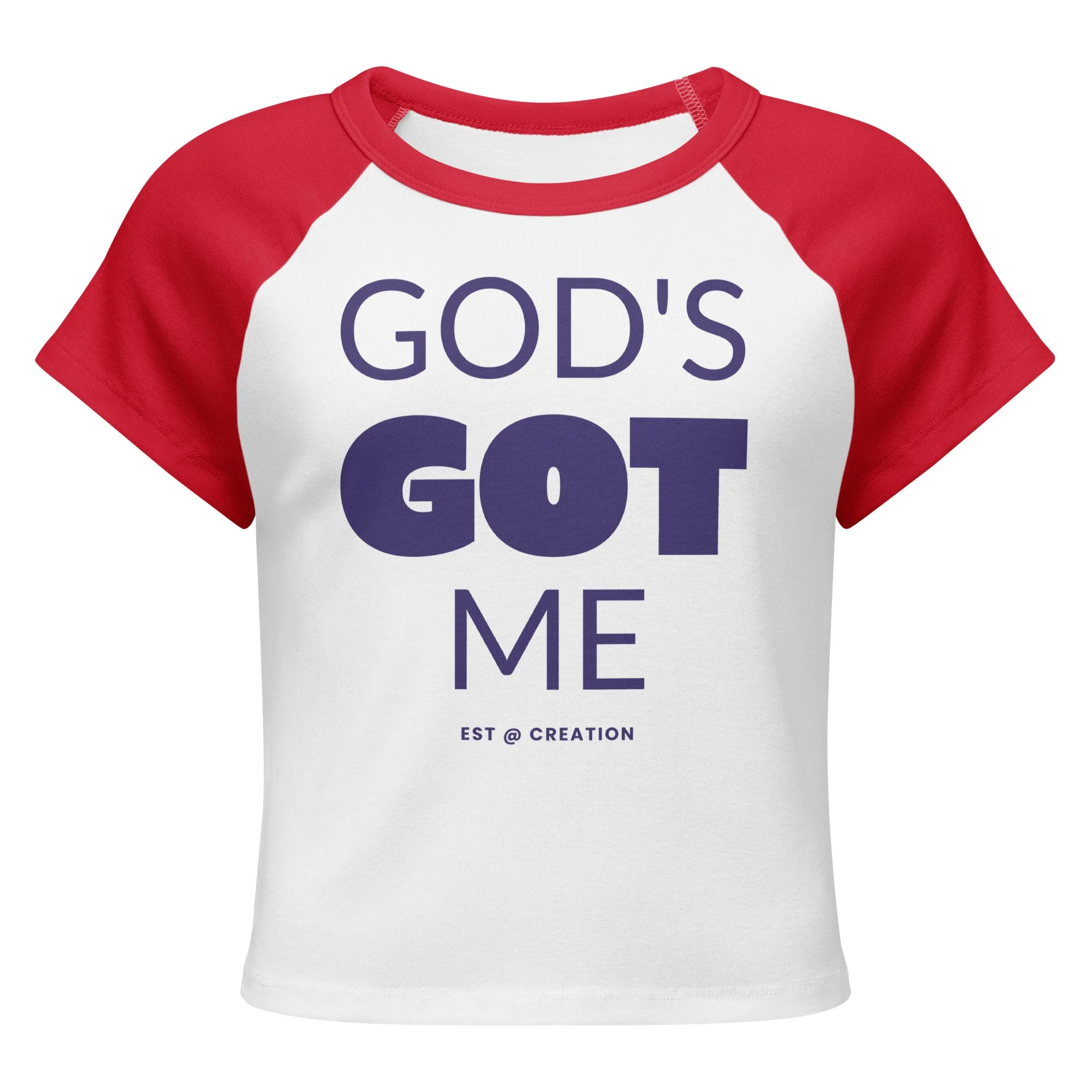 Women’s Micro Rib Raglan Baby Tee | God's Got Me (Blue)