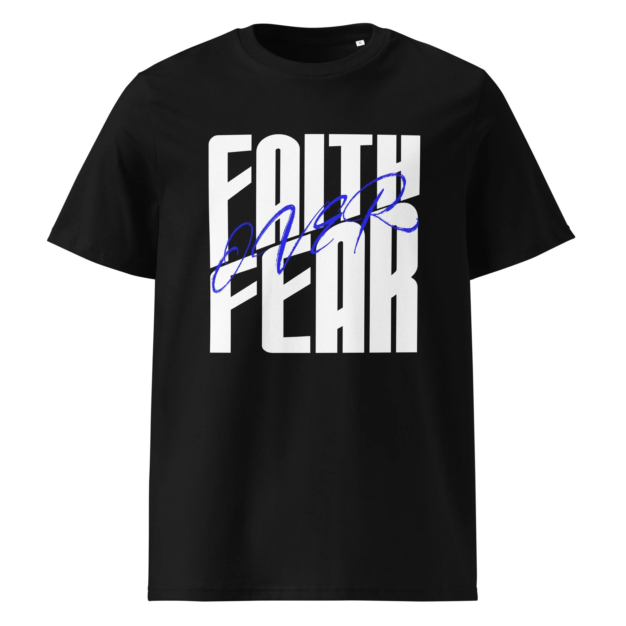Unisex Organic Ribbed Neck T-shirt | Stanley/Stella | Faith Over Fear (Blue Sketch)