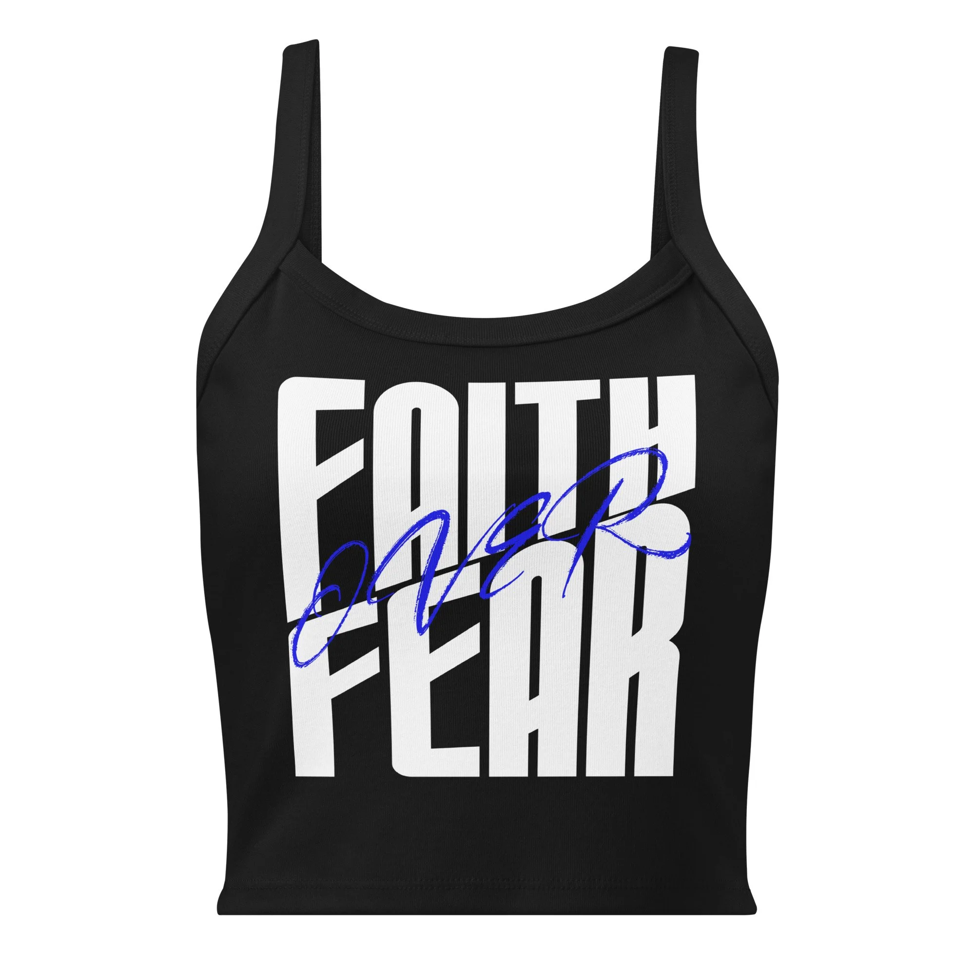 Women's Micro-rib Tank Top | Bella + Canvas | Faith Over Fear (Blue Sketch)