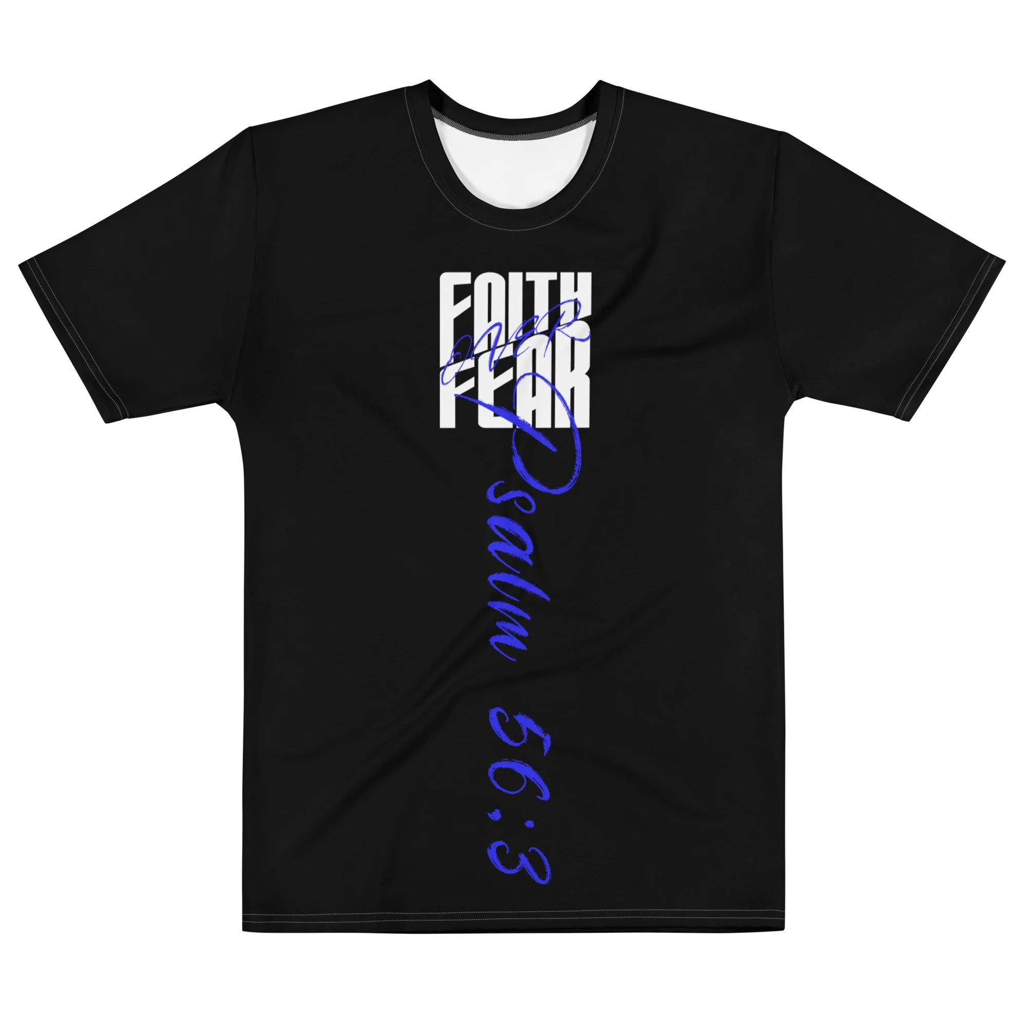 Unisex Cotton Crew Neck T-shirt | Faith Over Fear (Blue Sketch)