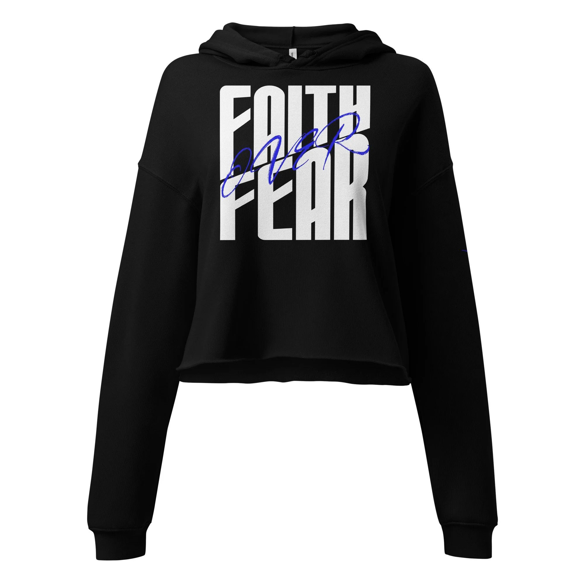 Women's Fleece Crop Hoodie | Bella + Canvas | Faith Over Fear (Blue Sketch)