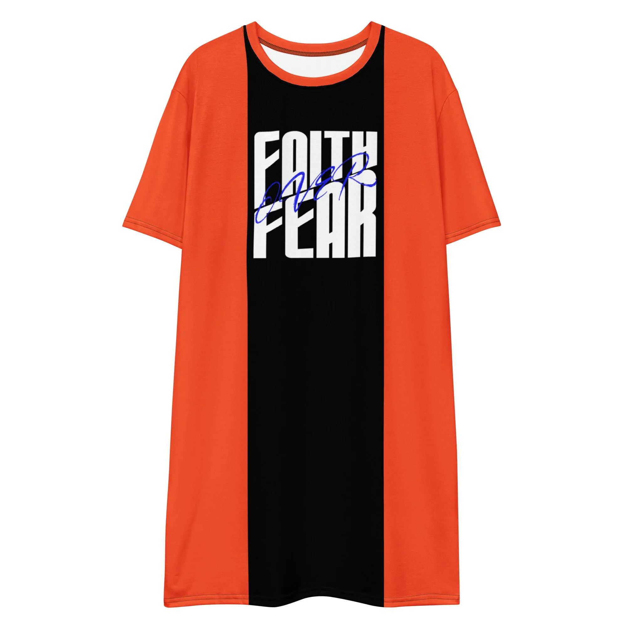 T-shirt Dress | Faith Over Fear (Blue Sketch)