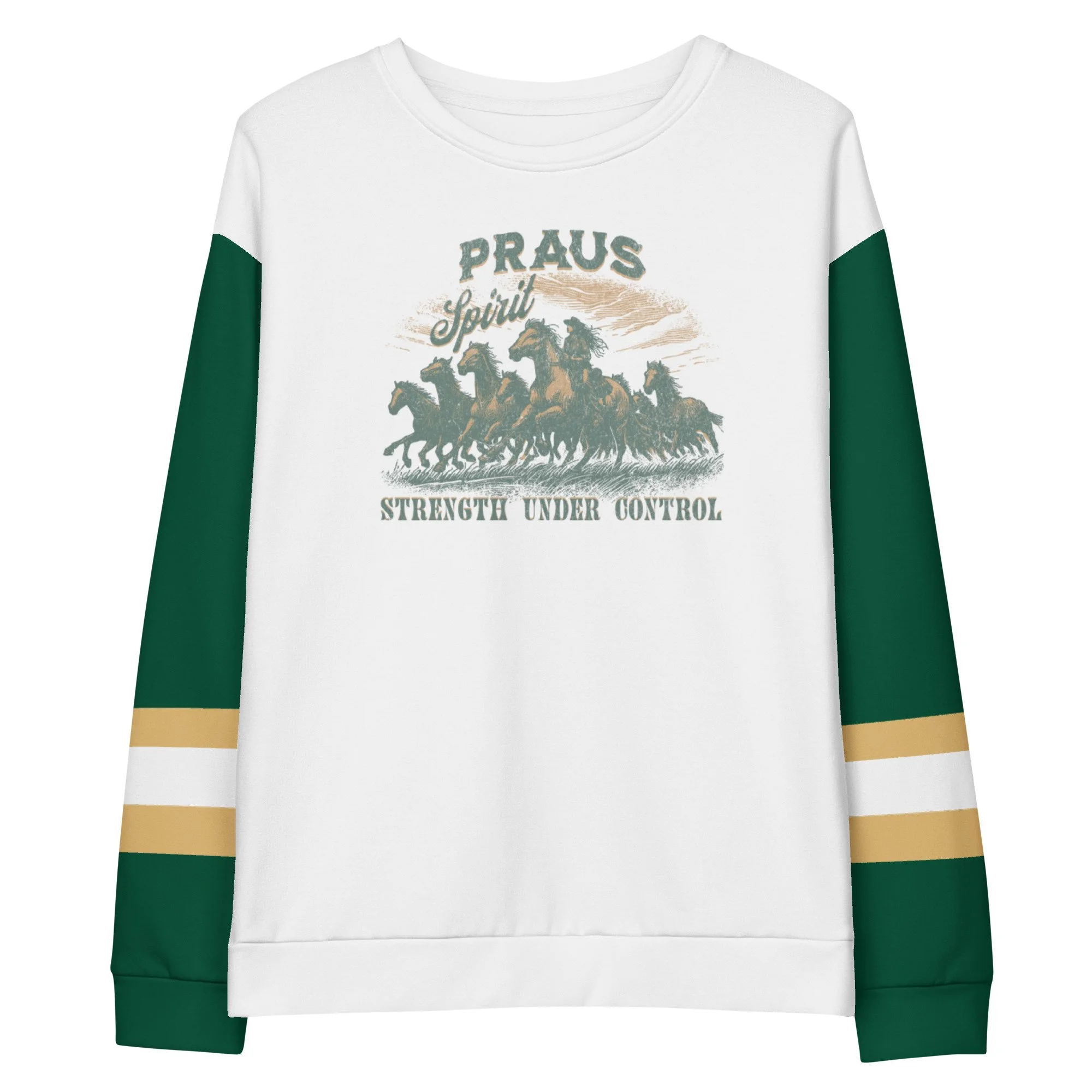 Unisex Cotton Sweatshirt | Praus Spirit (White/Green)