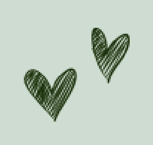 Zwei grüne, gestrichelte Herzen auf hellem Hintergrund.