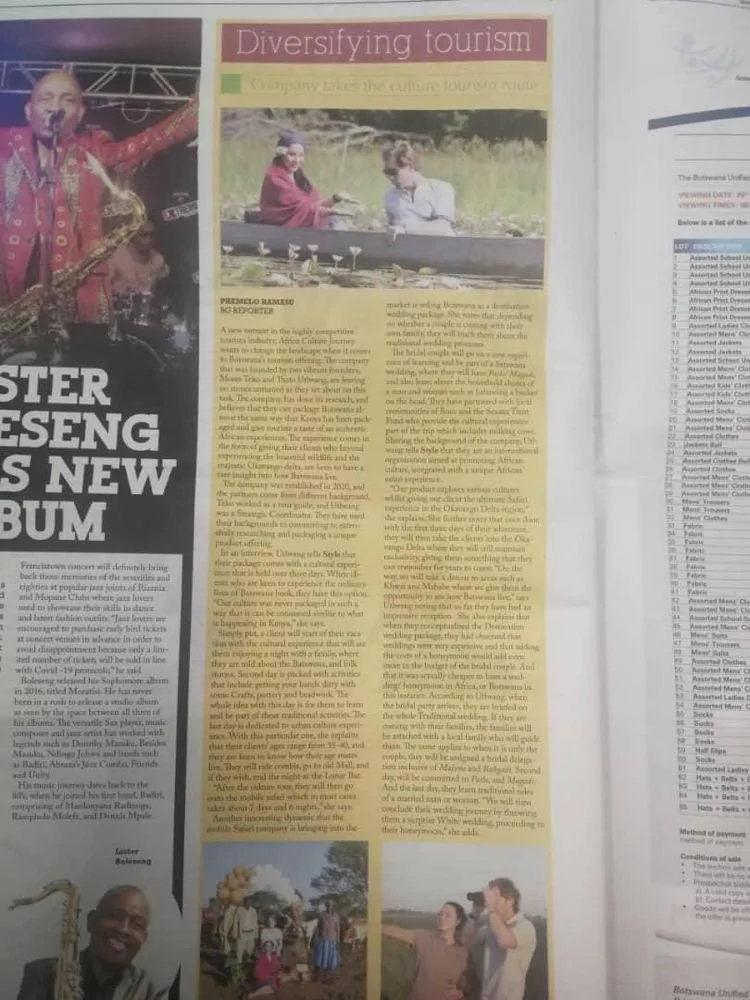 Earned media in the Botswana Guardian, Africa Culure Journeys