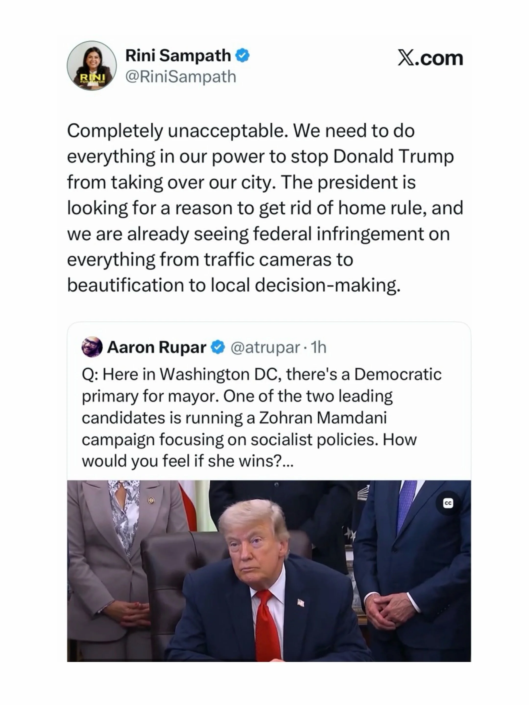 We knew this was coming. The President is looking for an opening to take away home rule. We must stop him at all costs.