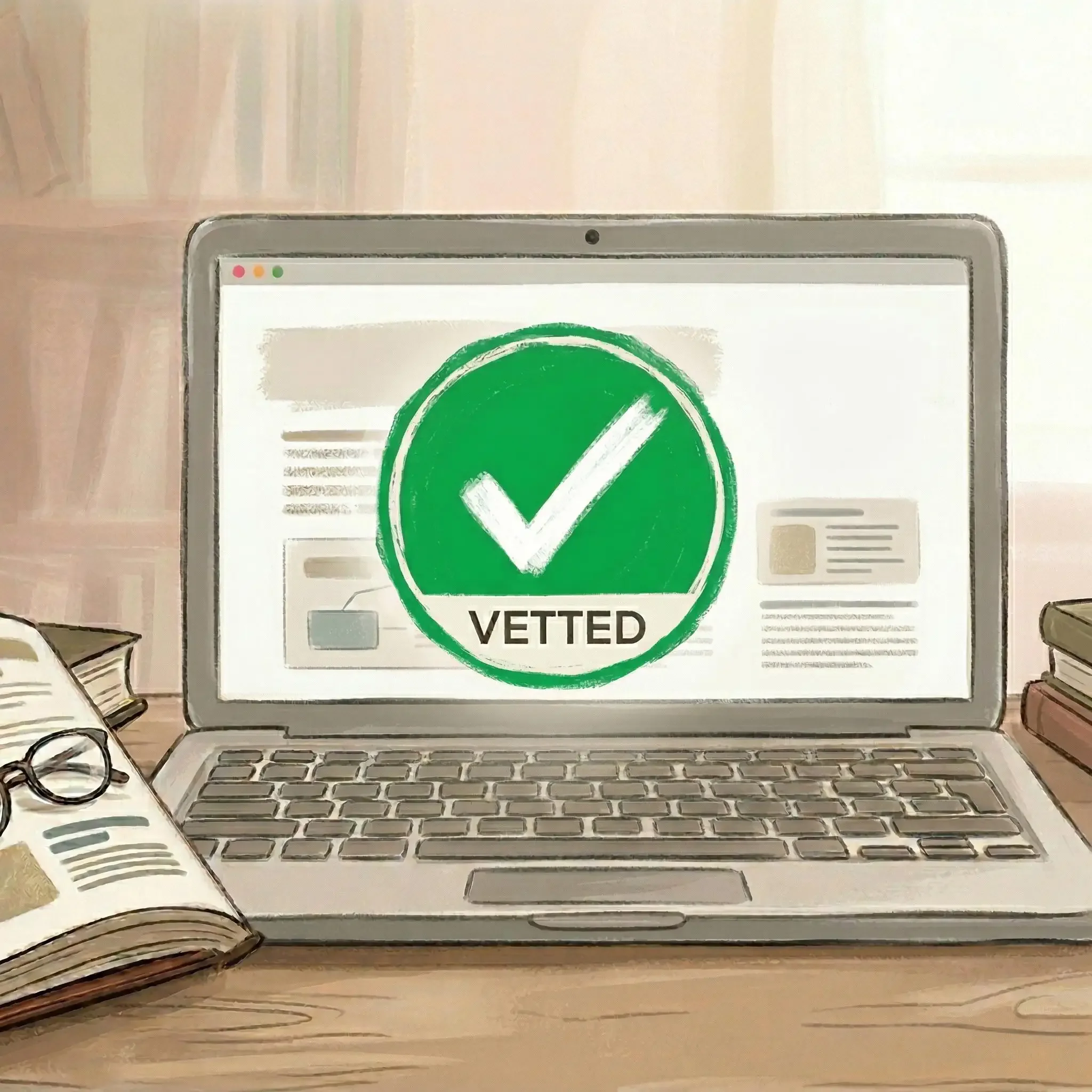 An infographic showing The Wellness Examiner's four-step vetting process: Step 4: The Vetted Badge for safety and accuracy.