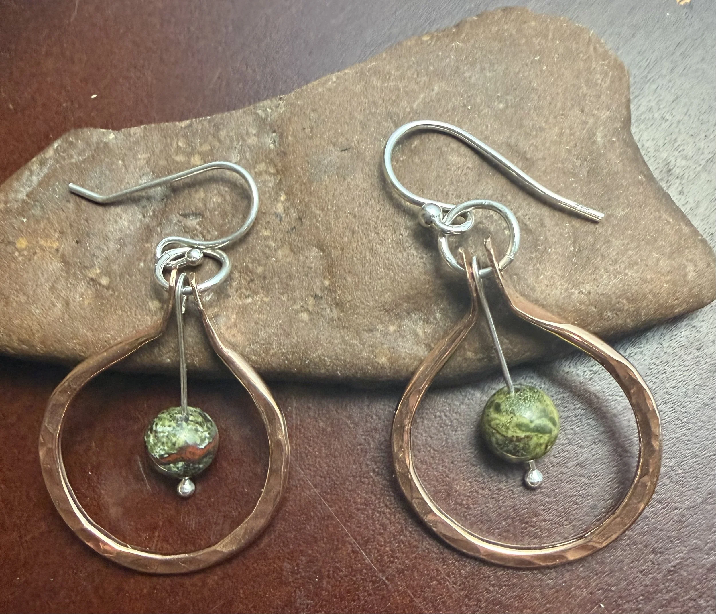 Copper Drops with Dragon Blood Earrings