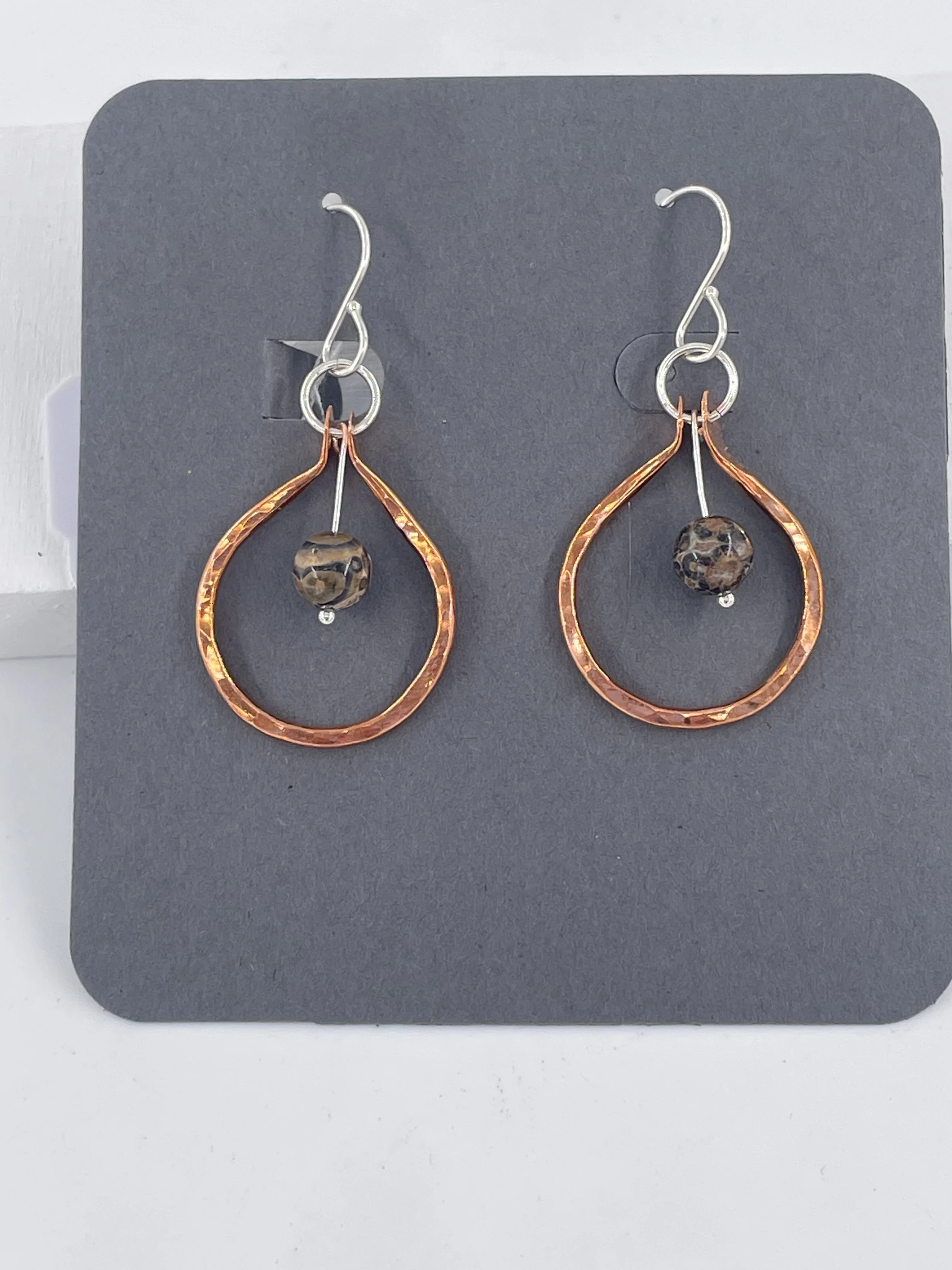 Copper Drops with Leopard Jasper Earrings