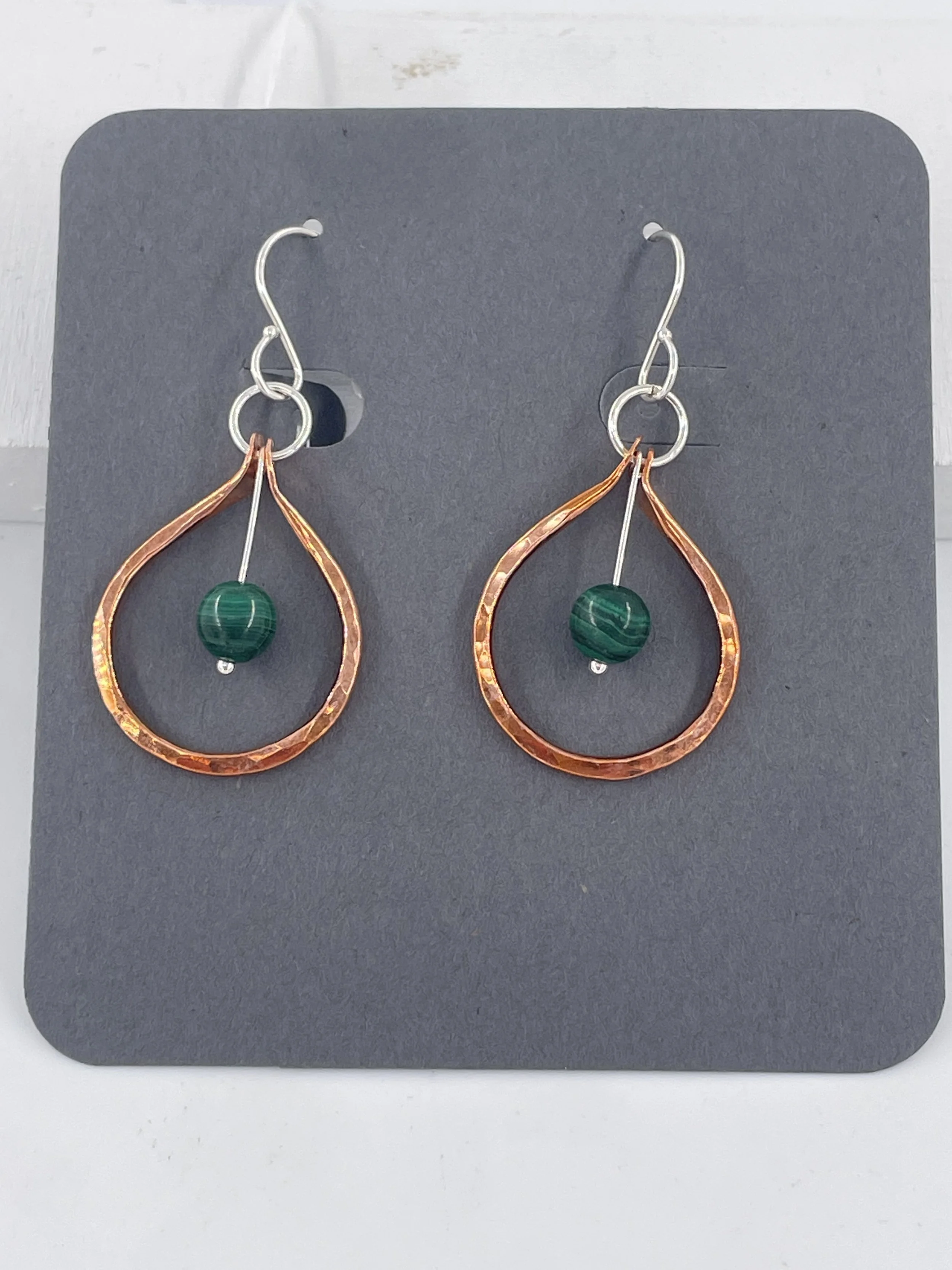 Copper Drops with Malachite Earrings