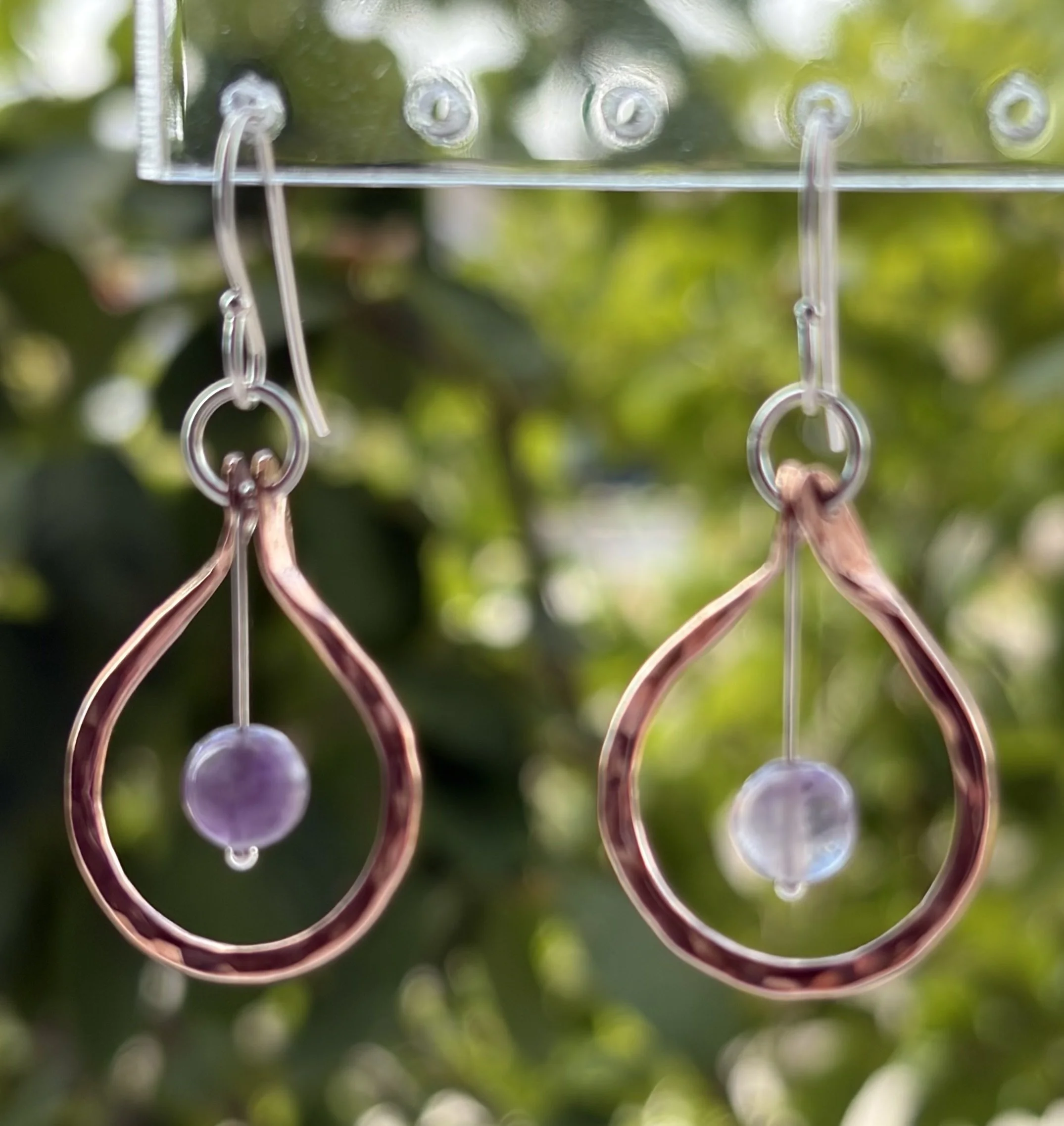 Copper Drops with Fluorite Earrings