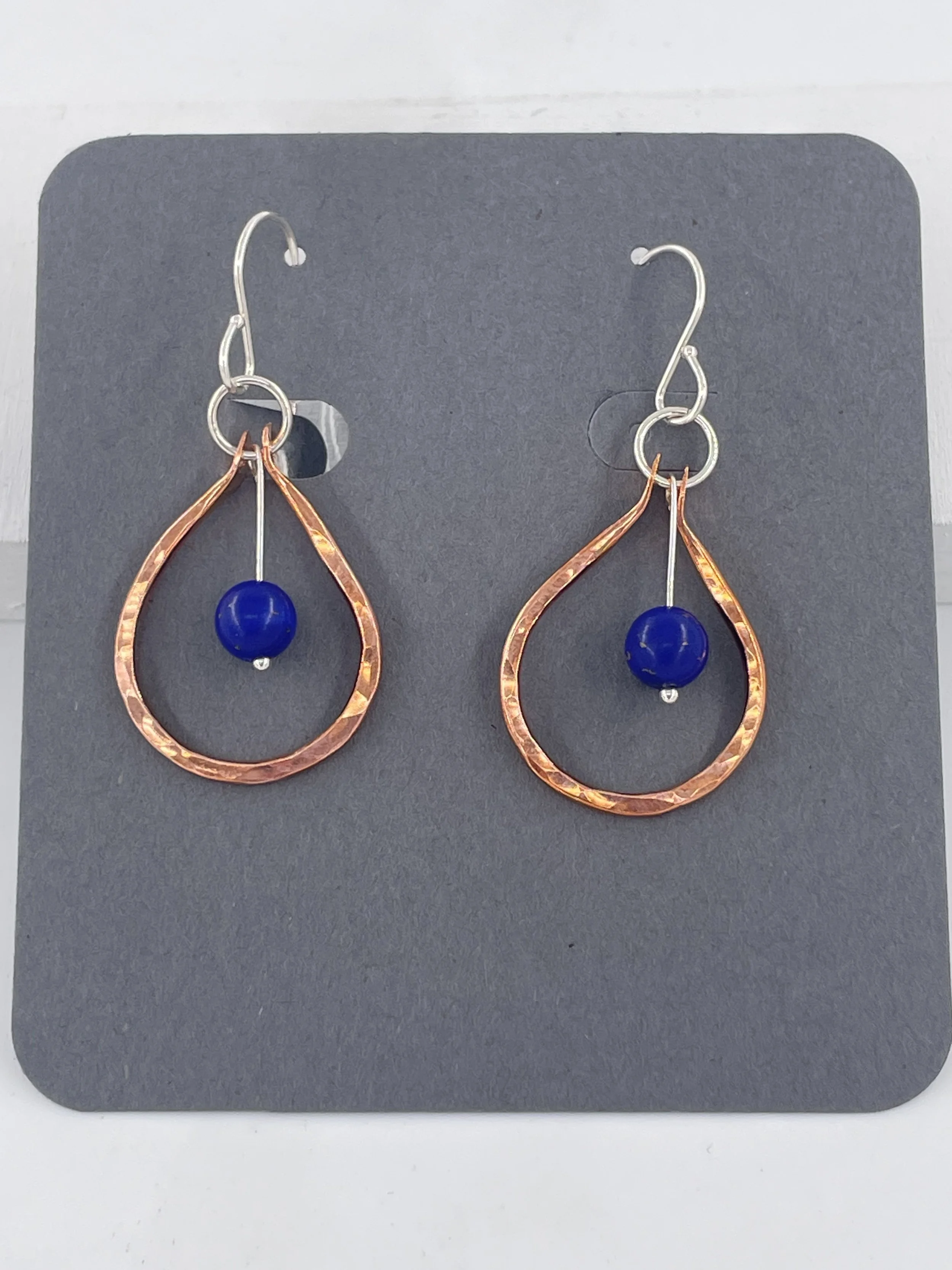 Copper Drops with Lapis Lazuli Earrings