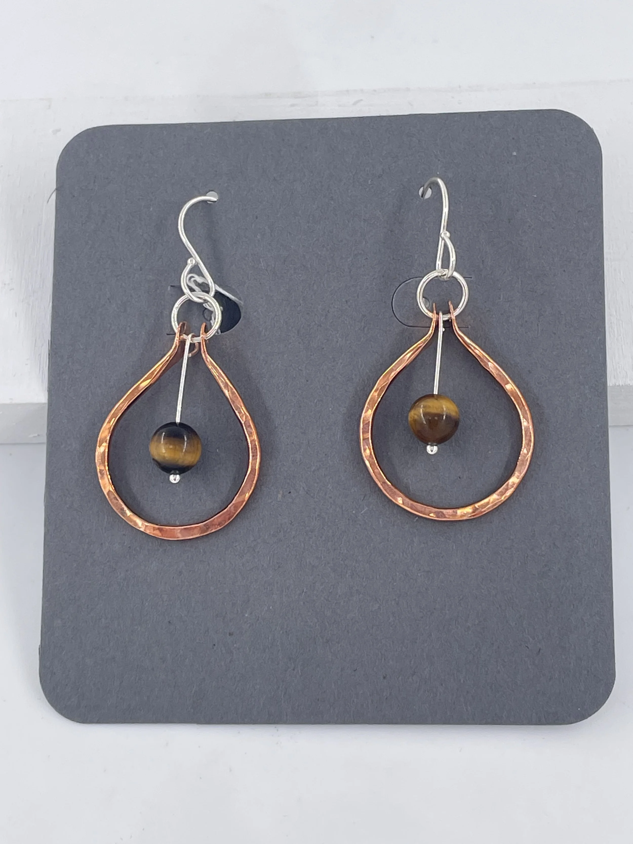Copper Drops with Tiger Eye Earrings