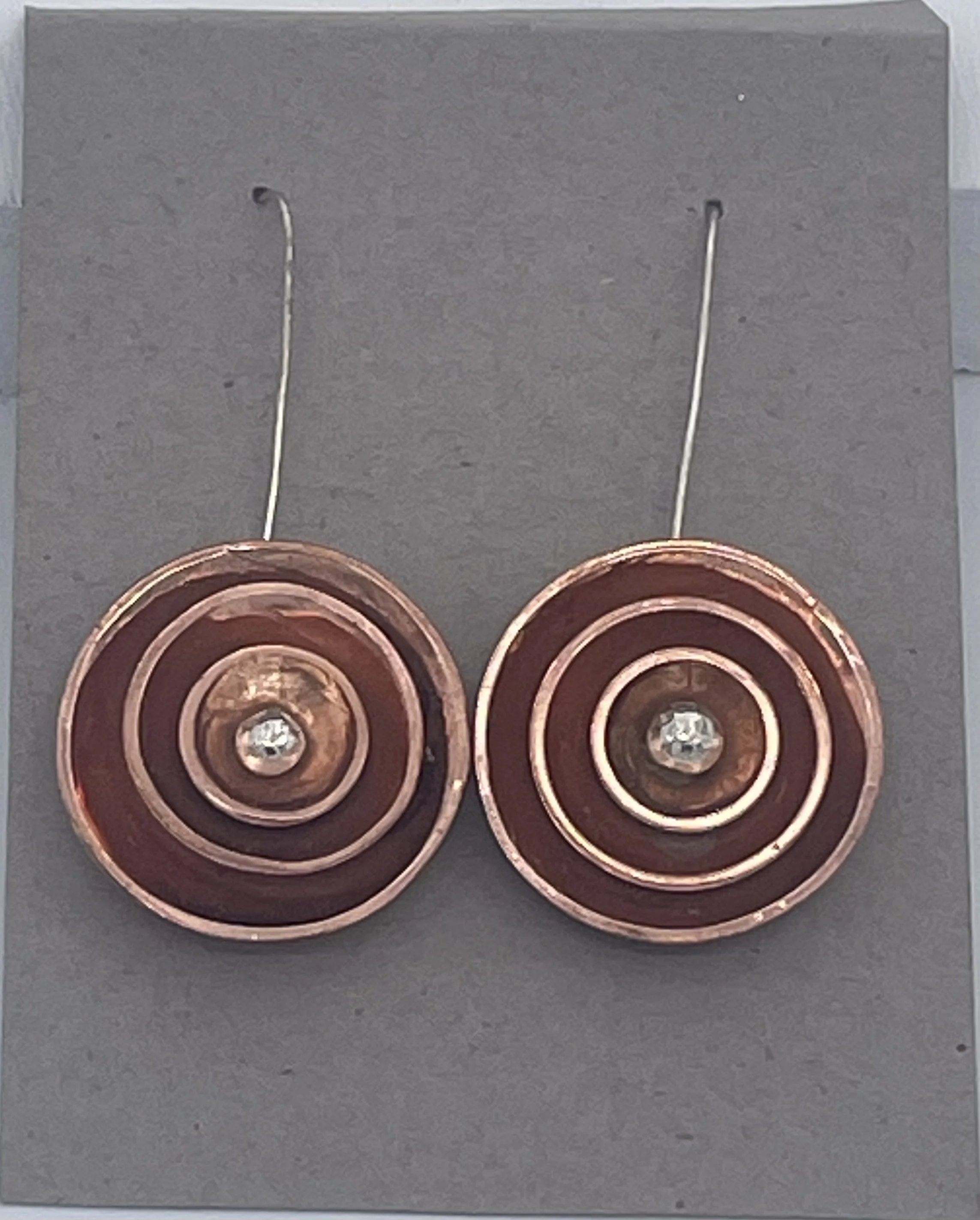 Copper Radial Disc Stack Earrings