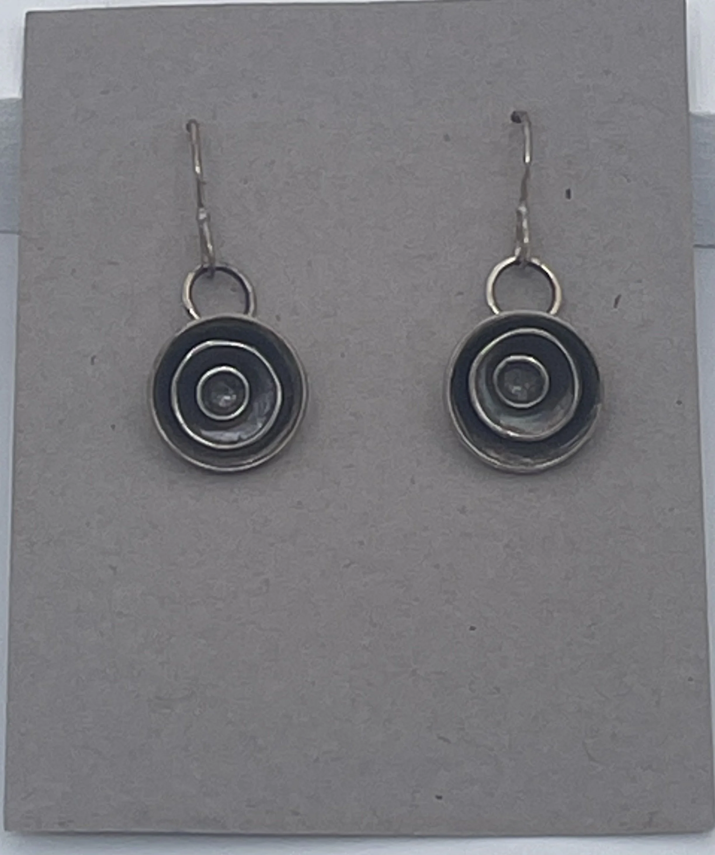 Sterling Silver Mini Radial Disc Stack Earrings