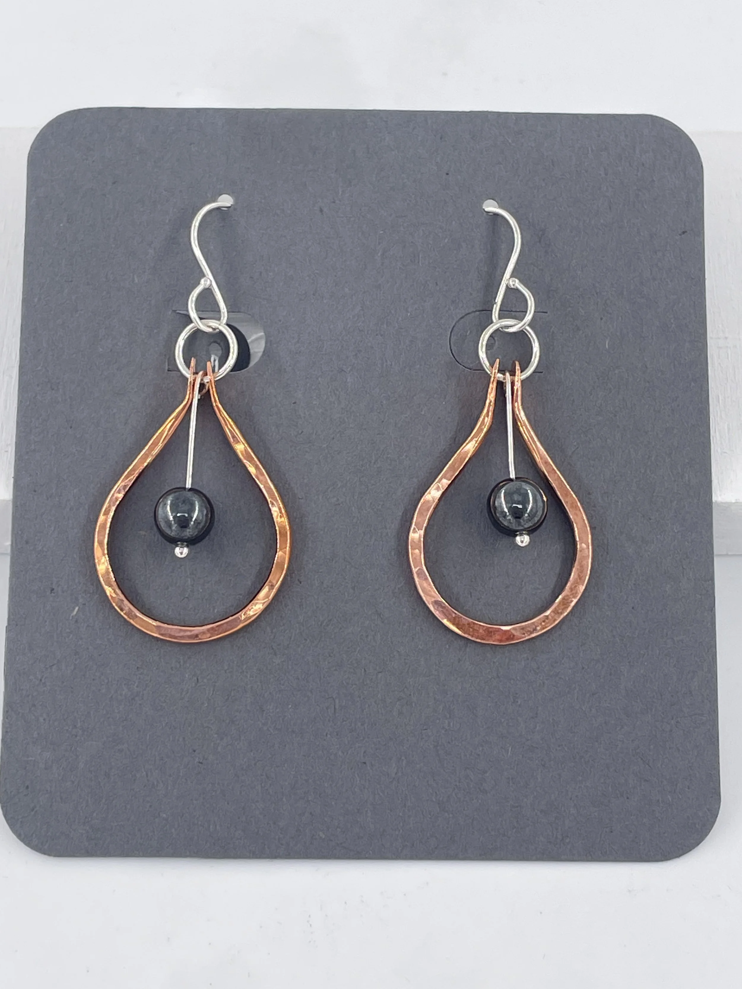 Copper Drops with Hematite Earrings