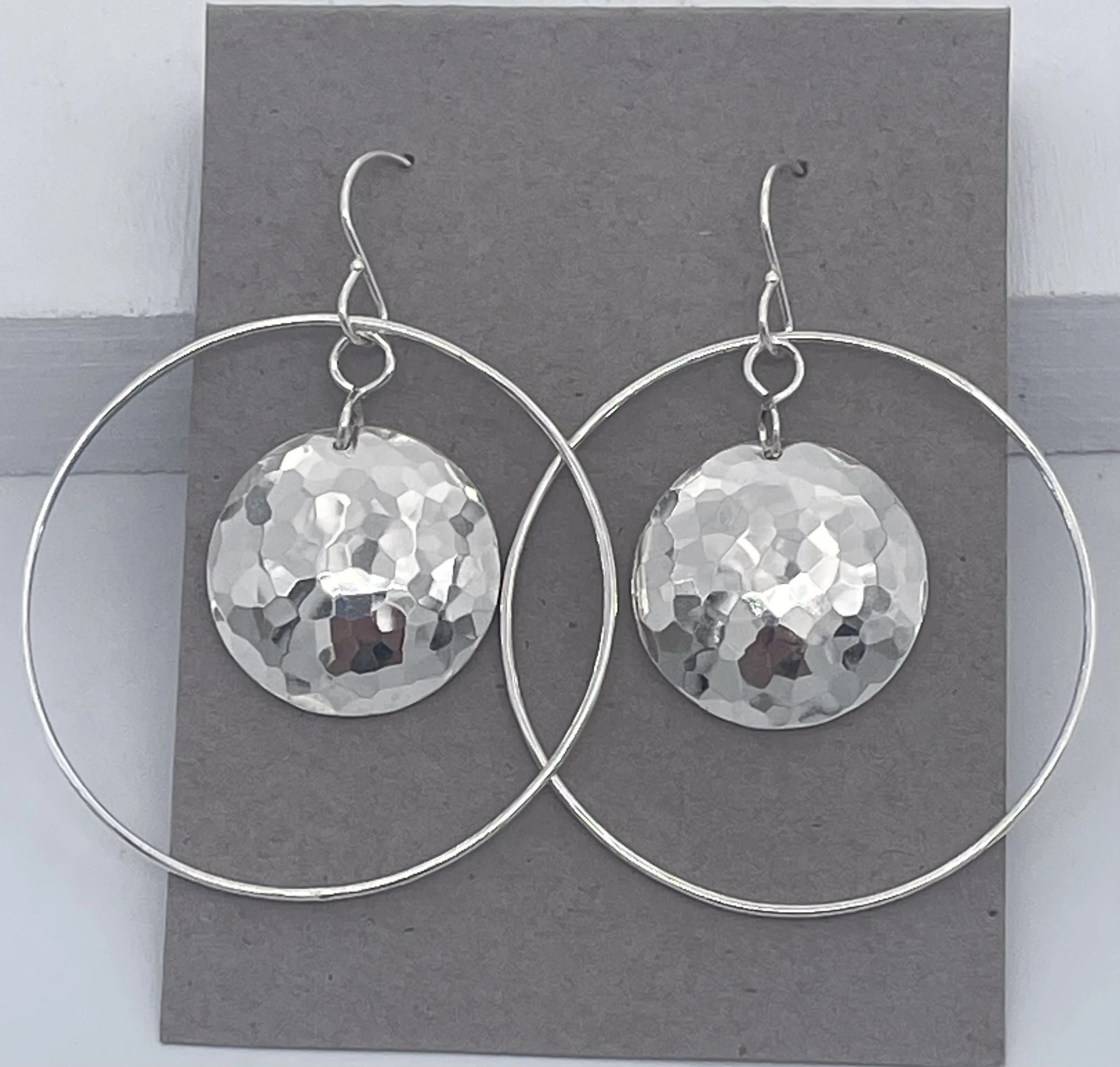 Sterling Silver Drops with Circle Accent Earrings