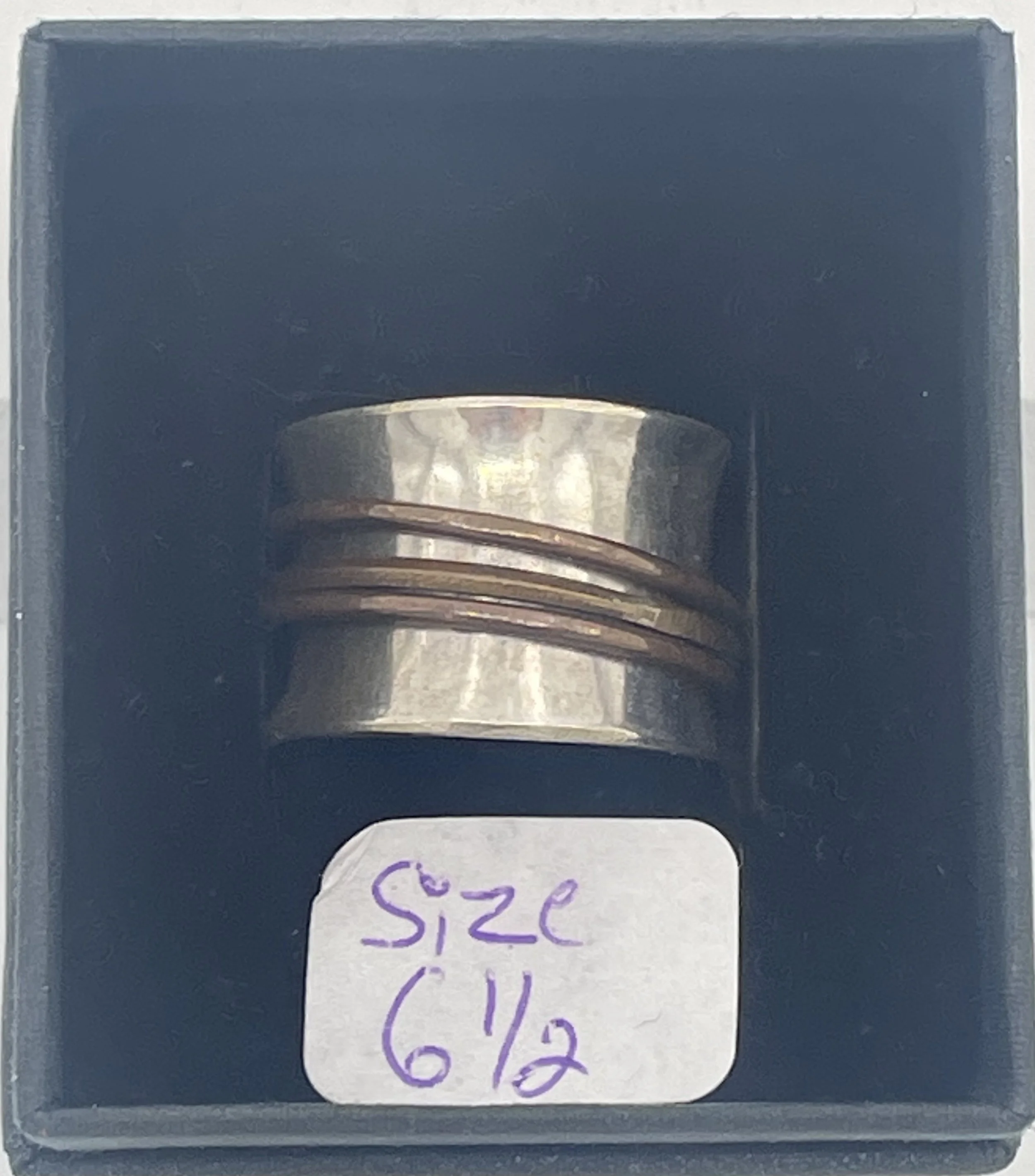 Sterling Silver Spinner Ring with Copper and Brass Fidgets