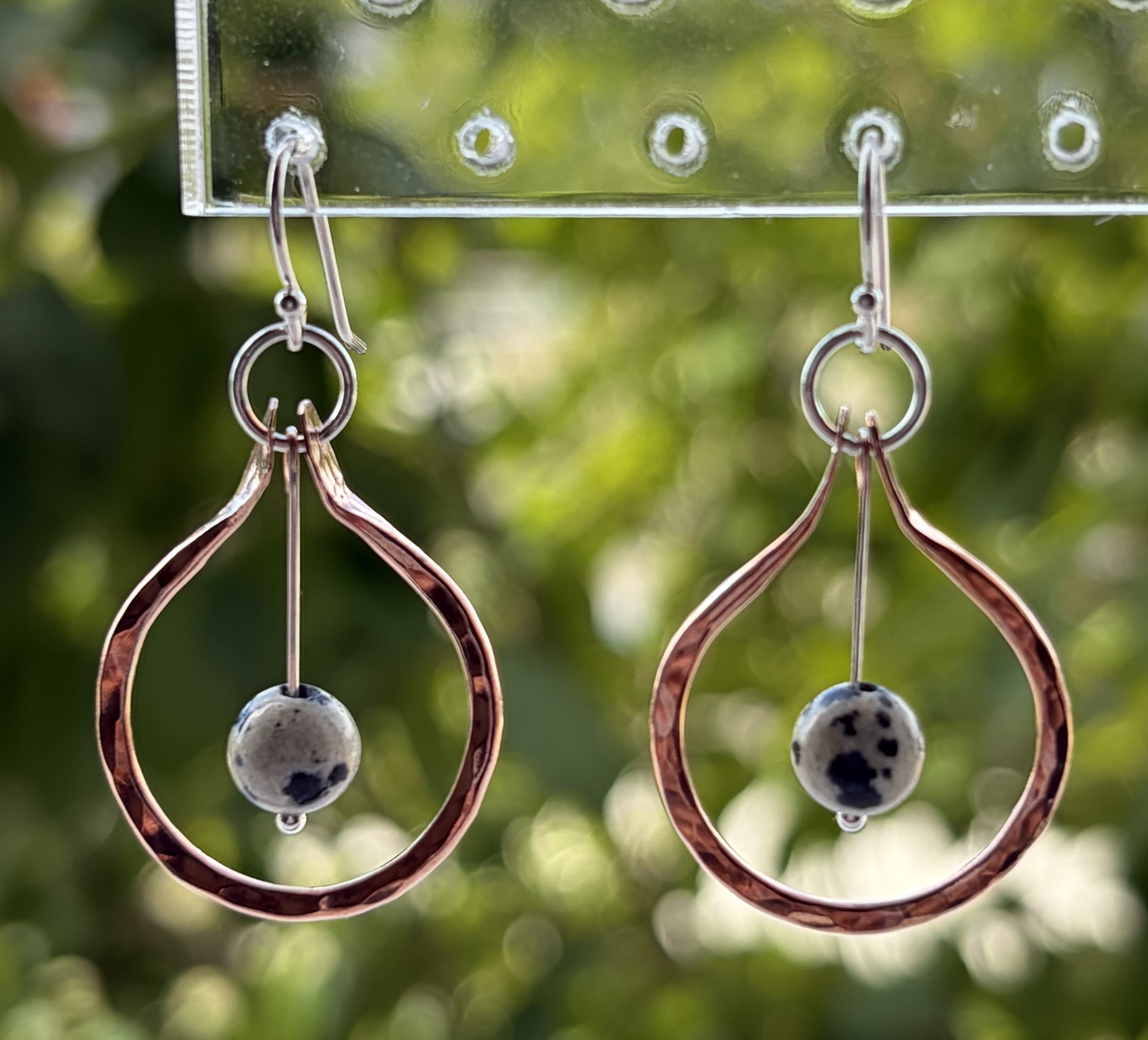 Copper Drops with Dalmatian Jasper Earrings