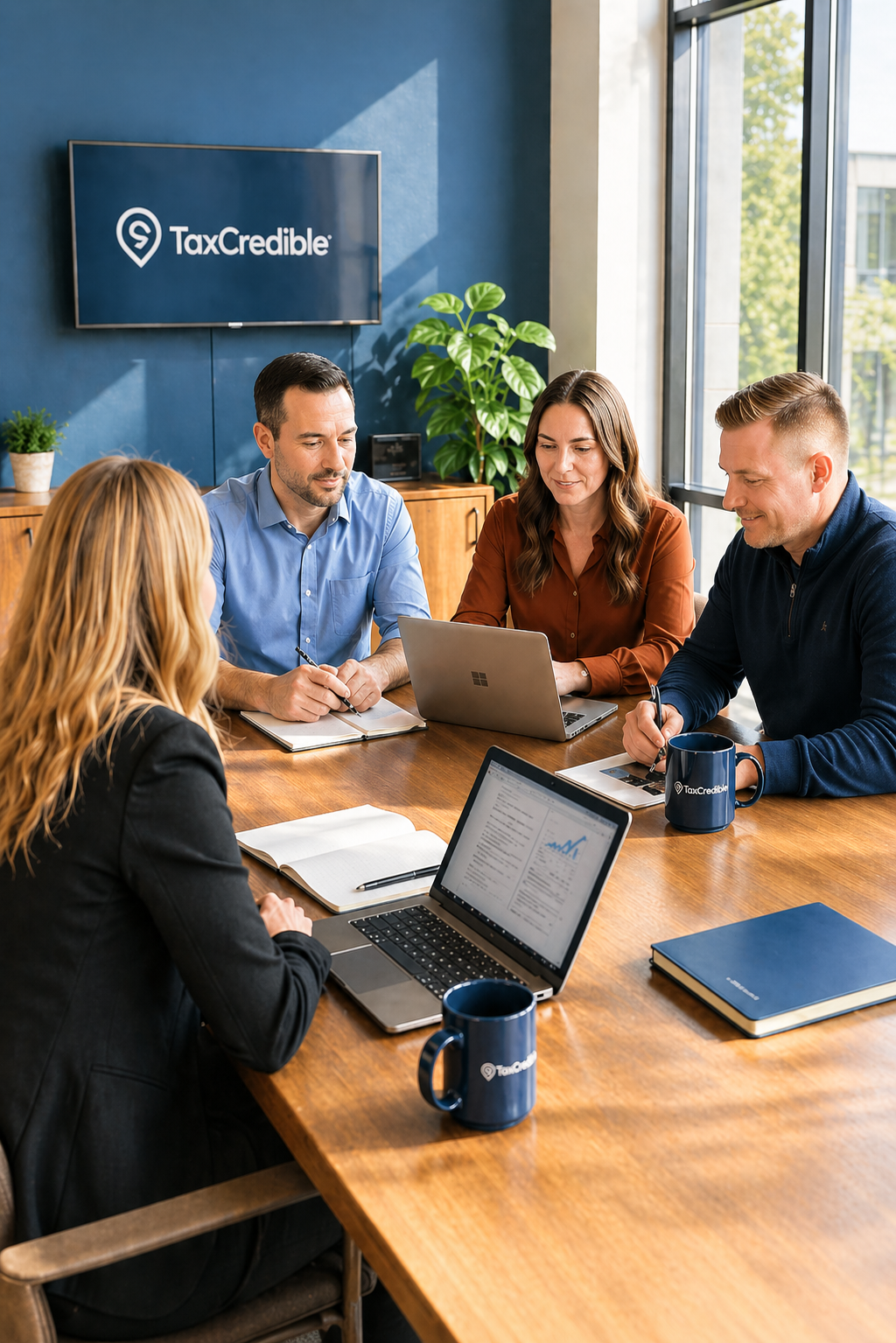 TaxCredible tax credit consultants meeting with CPA team to identify Georgia and federal tax credit opportunities