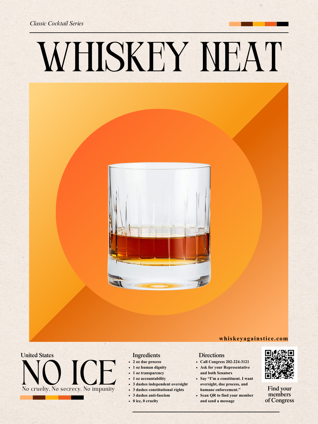 Whiskey Neat Poster (Rocks glass)
