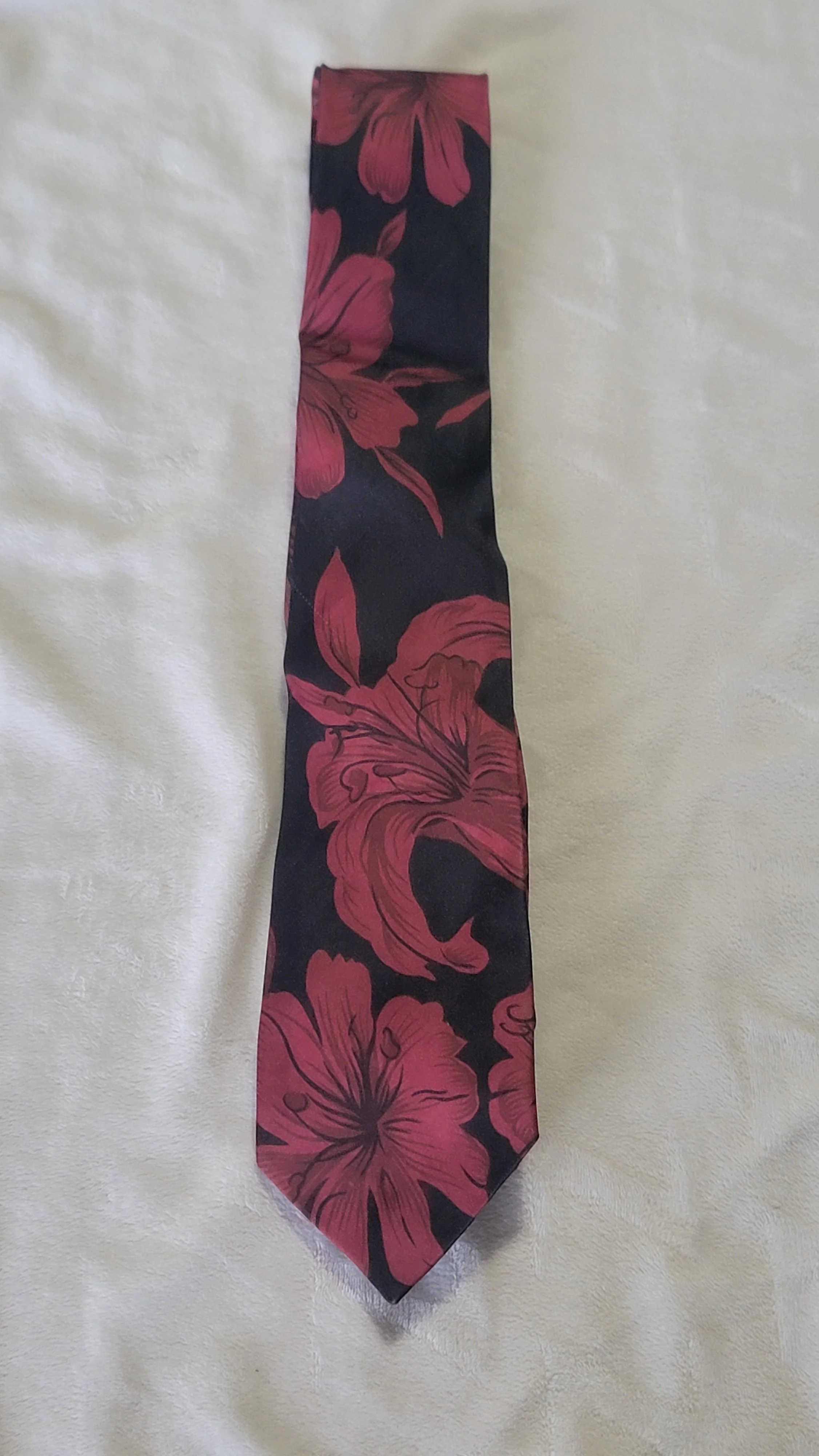 Black and Red Floral tie
