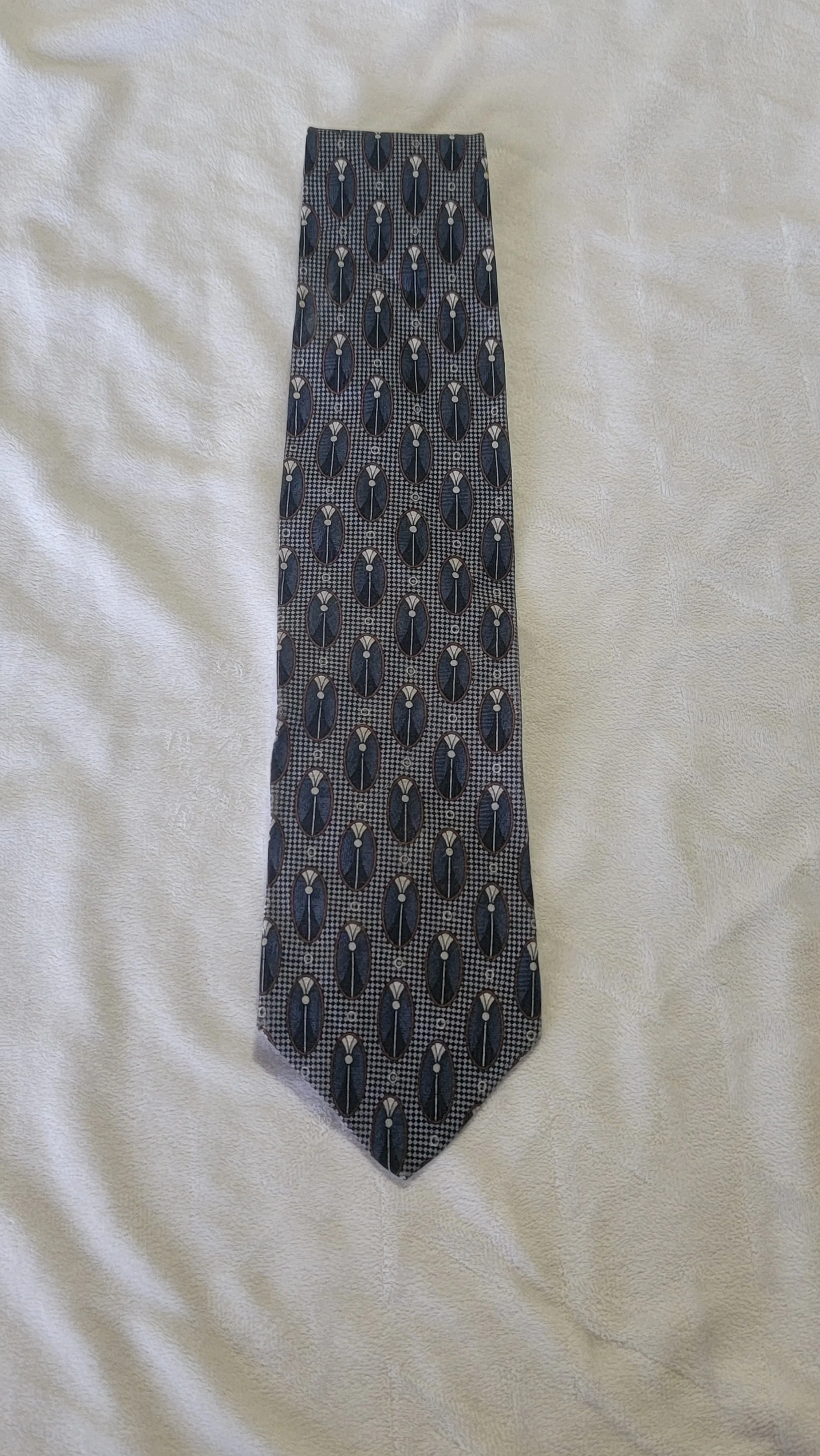 Blue Gray Patterned Tie