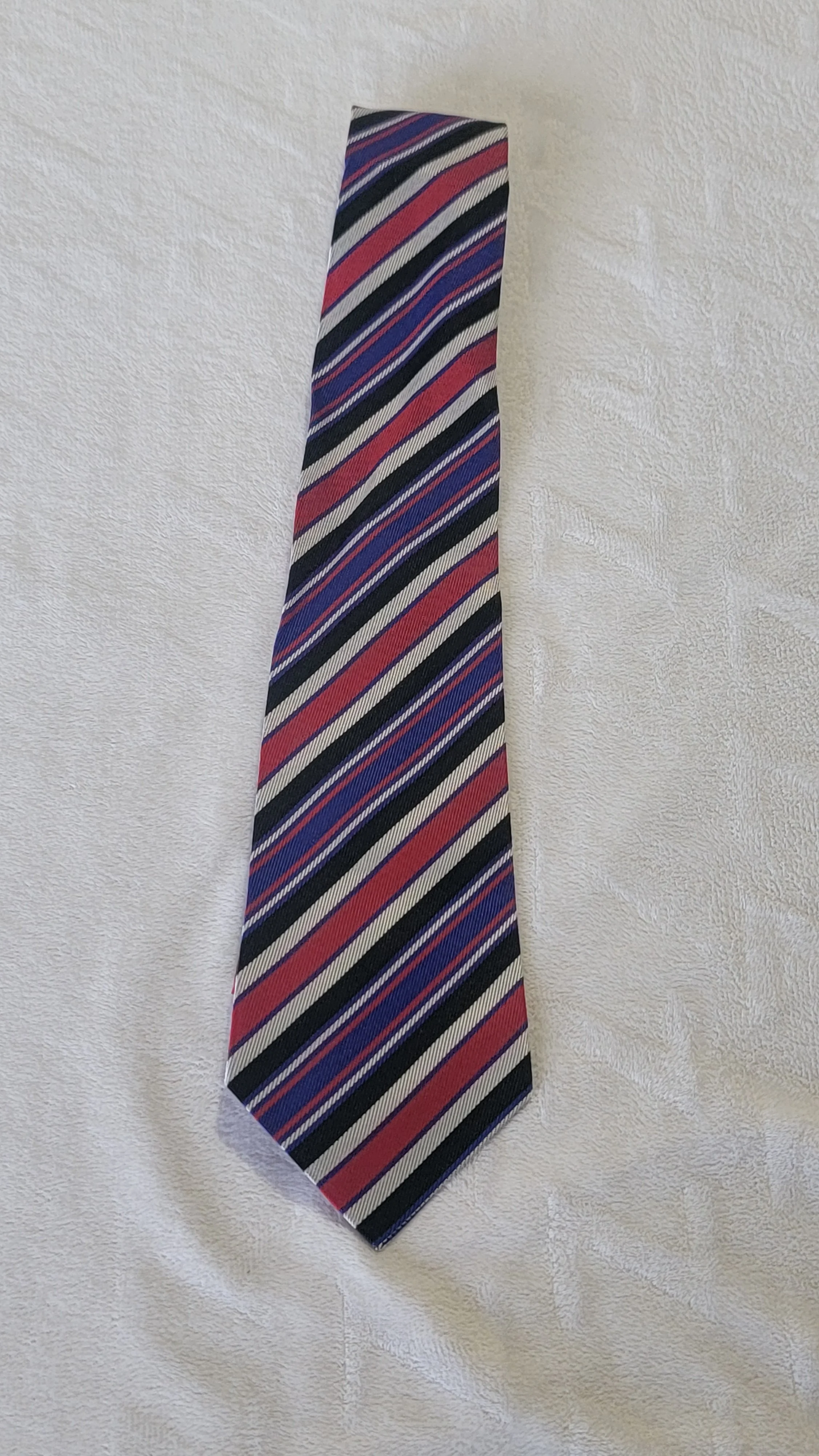 Purple Red Grey Black stripe tie